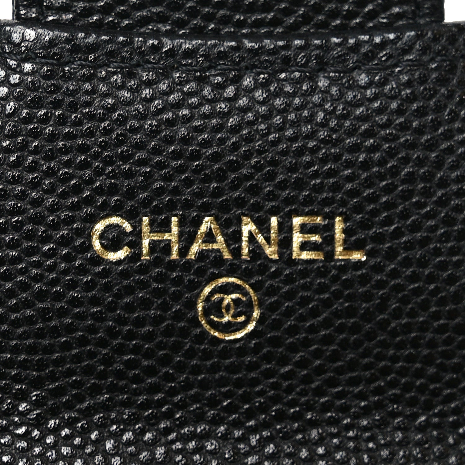 Caviar Quilted Flap Card Holder Chain Wristlet Black