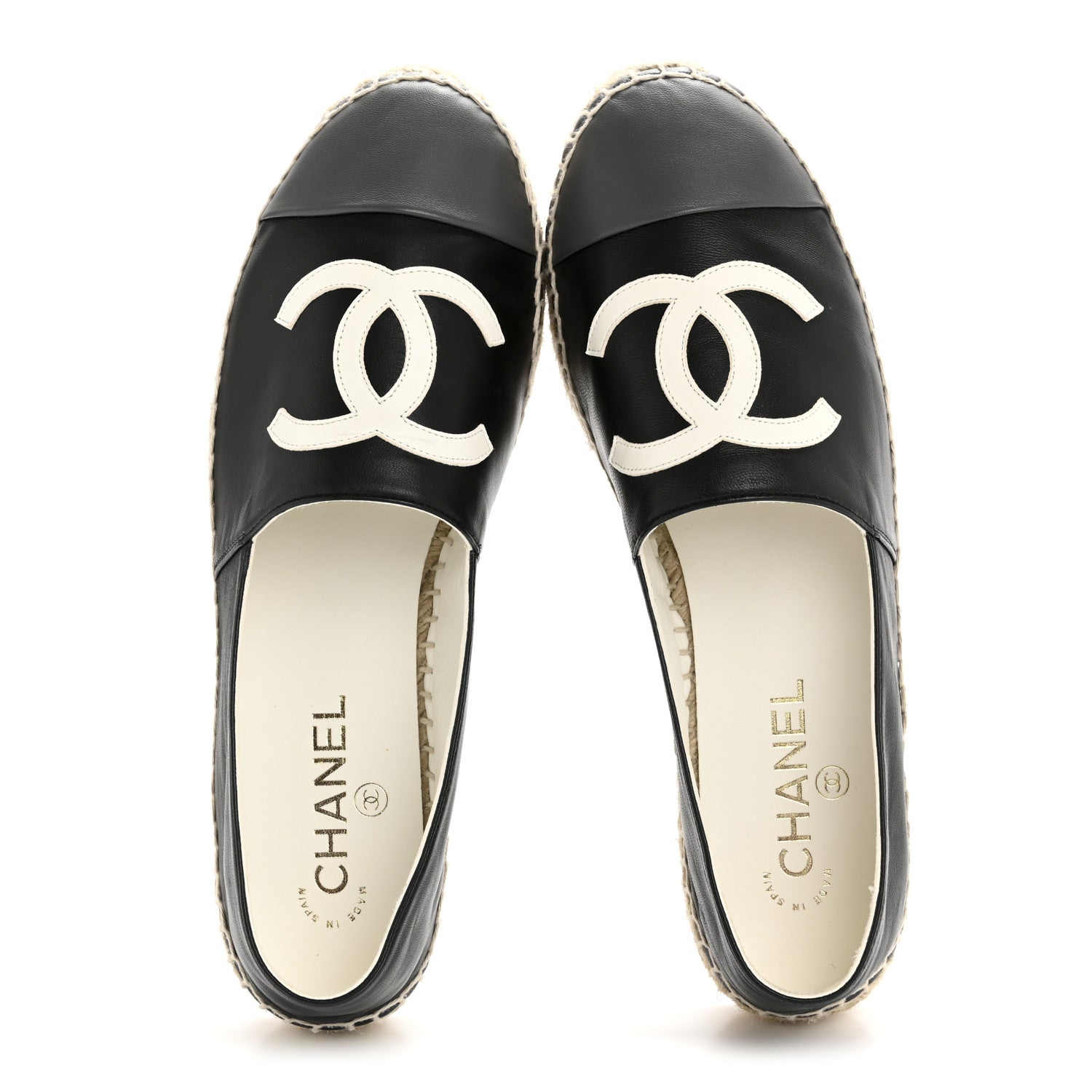 Lambskin CC Espadrilles 41 Black White Grey