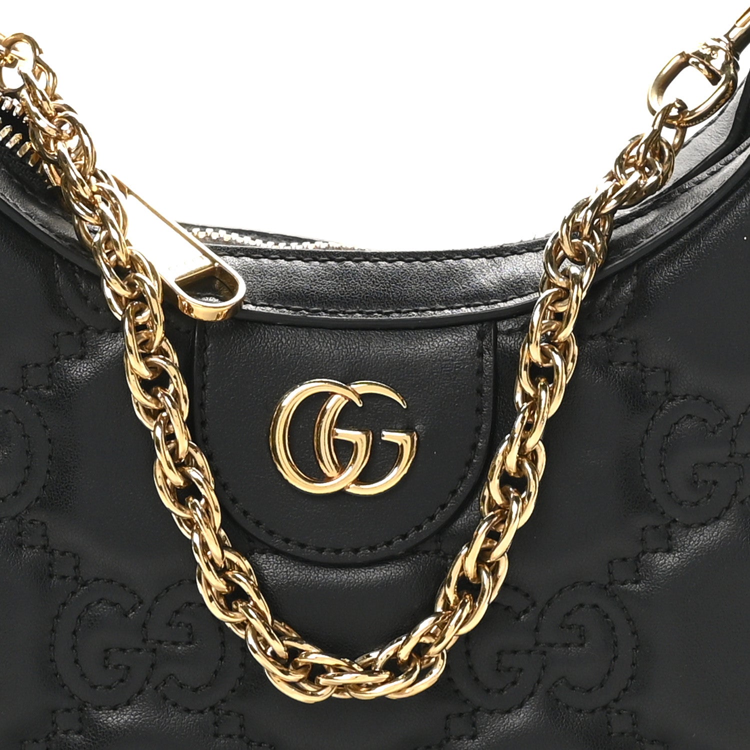 Calfskin GG Matelasse Mini Hobo Shoulder Bag Black