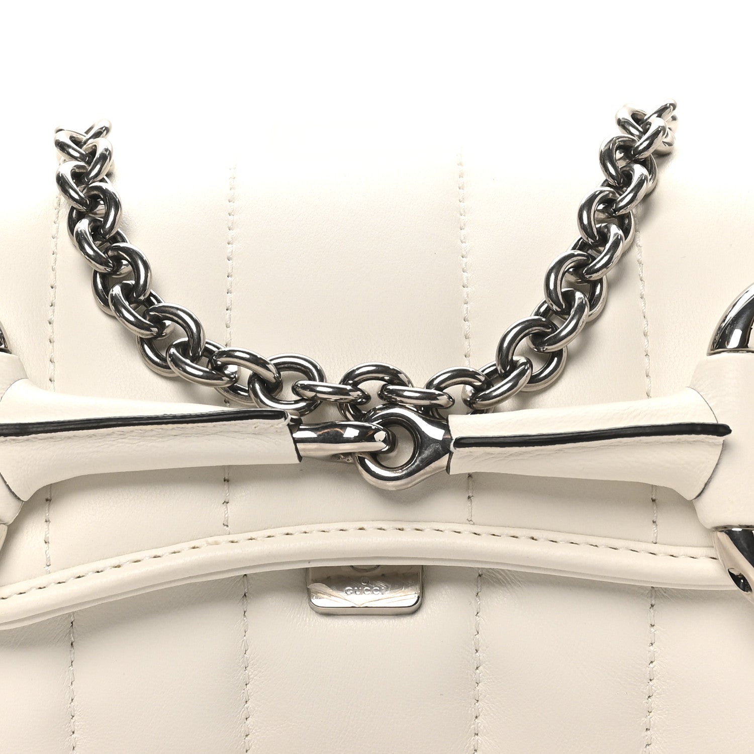 Nappa Vertical Matelasse Small Maxi Horsebit Chain Shoulder Bag Great White