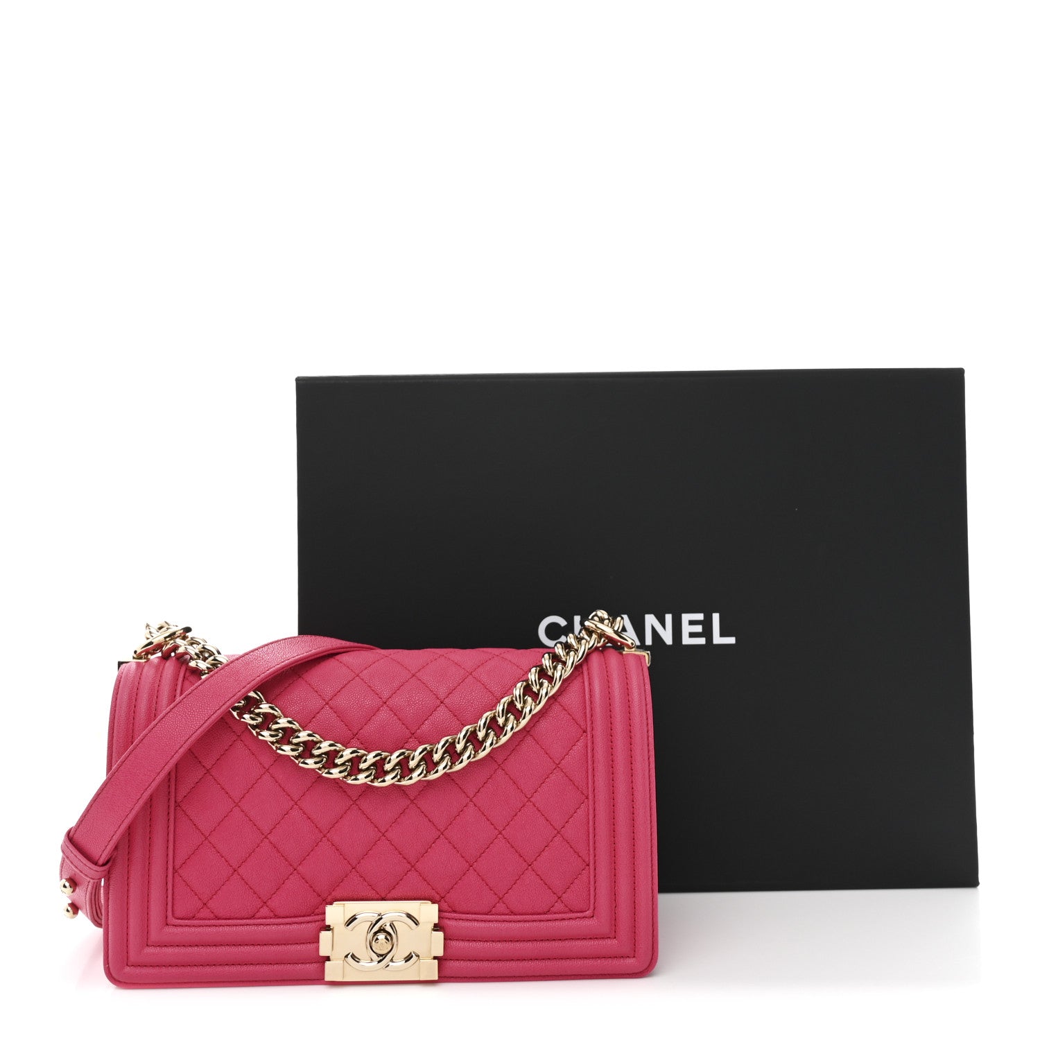 Caviar Quilted Medium Boy Flap Pink