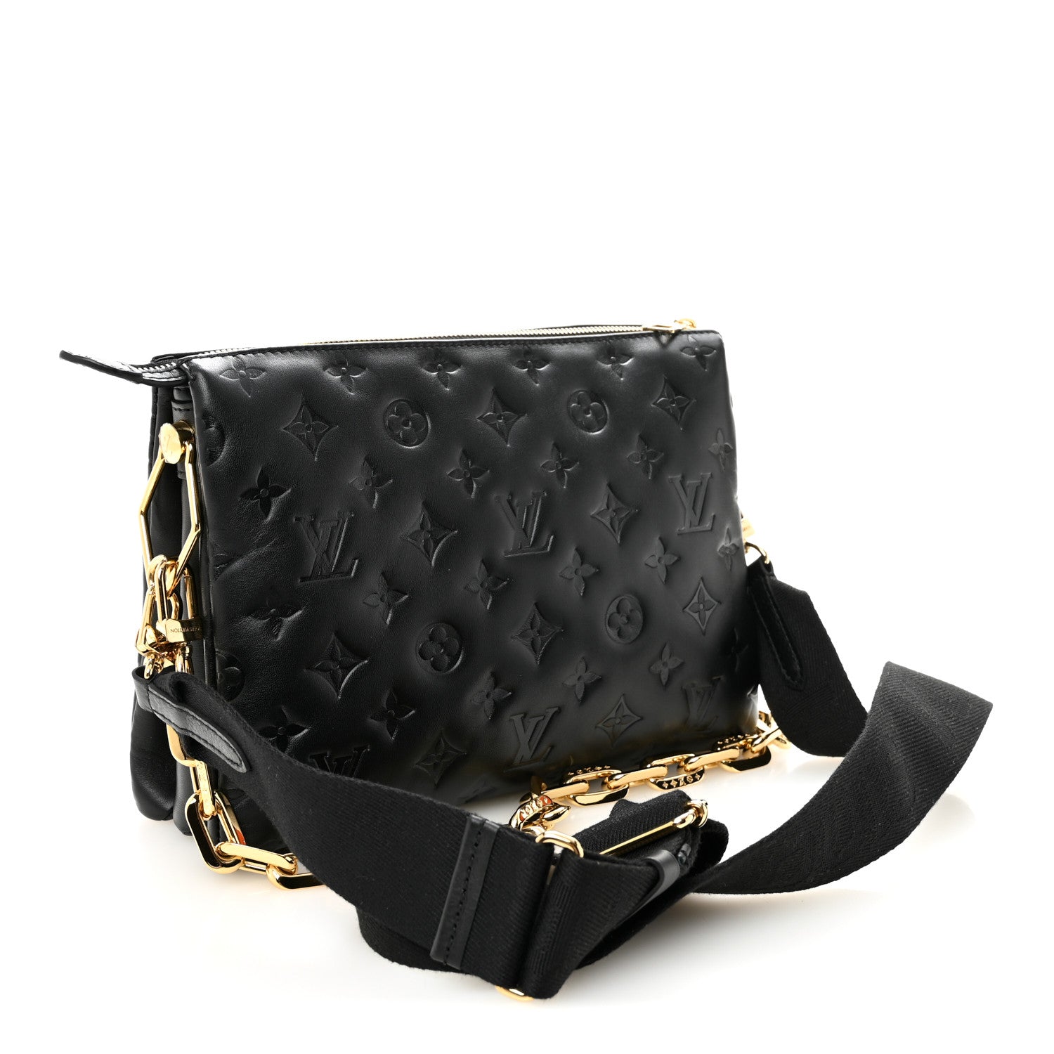 Lambskin Embossed Monogram Coussin PM Black