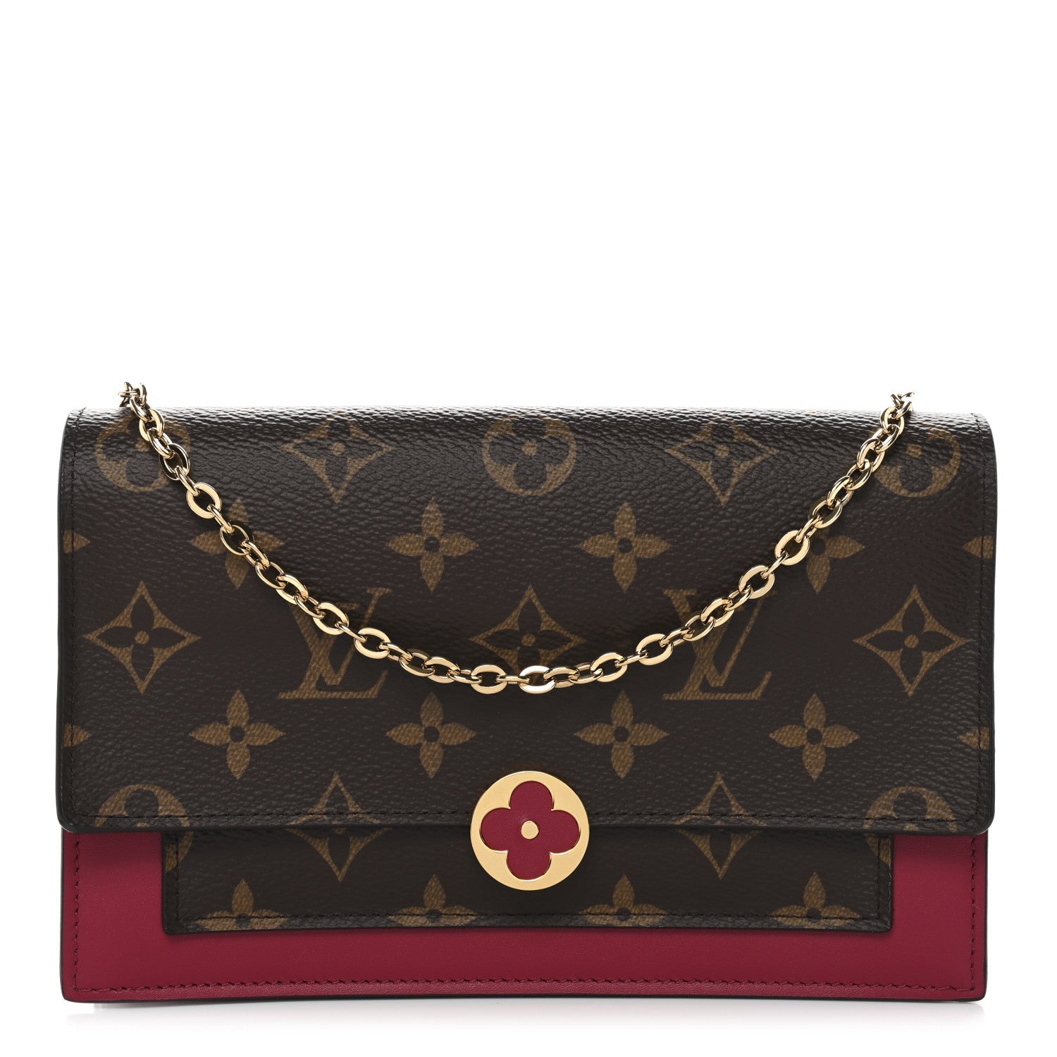 Monogram Flore Chain Wallet Fuchsia