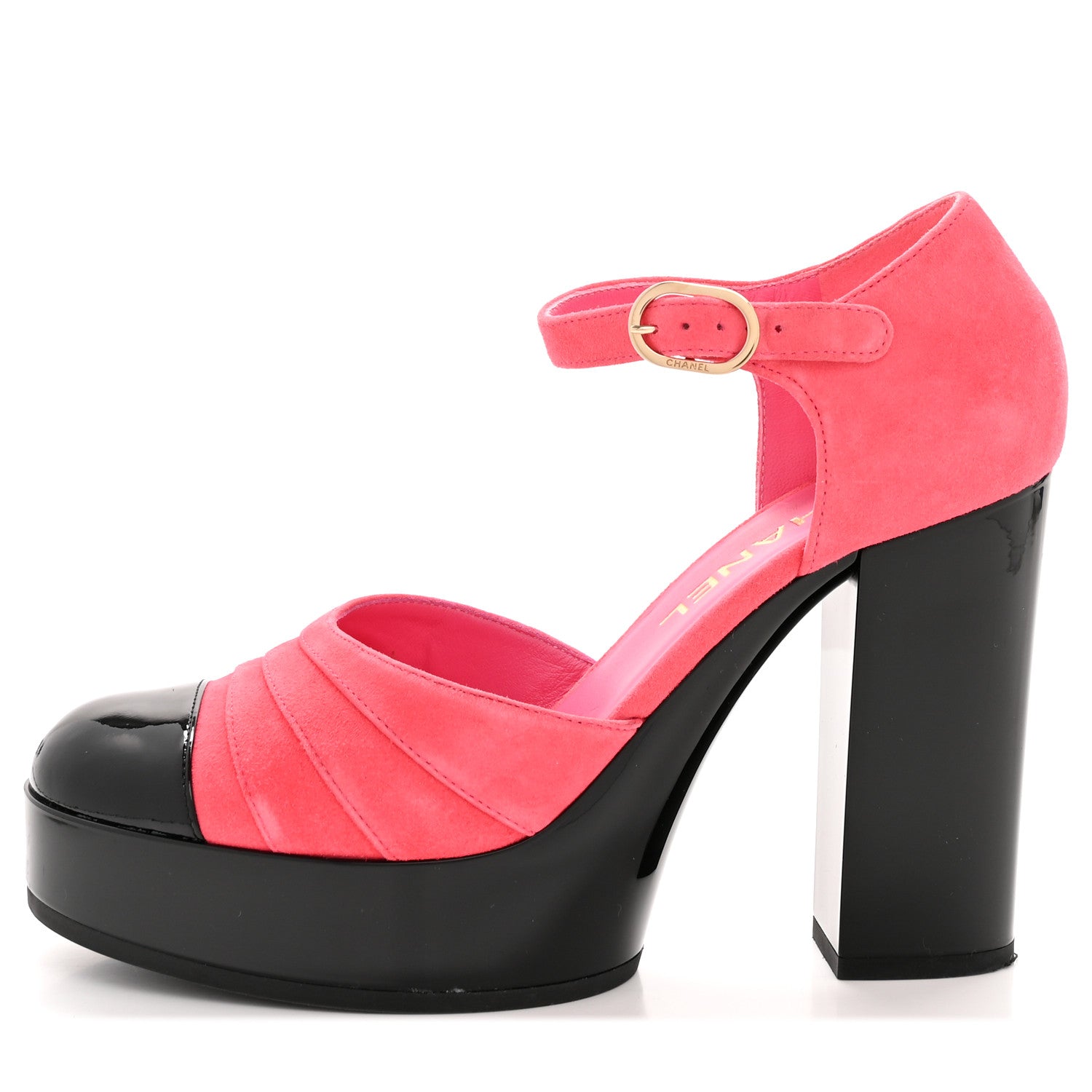 Patent Suede CC Platform Pumps 39 Dark Pink Black