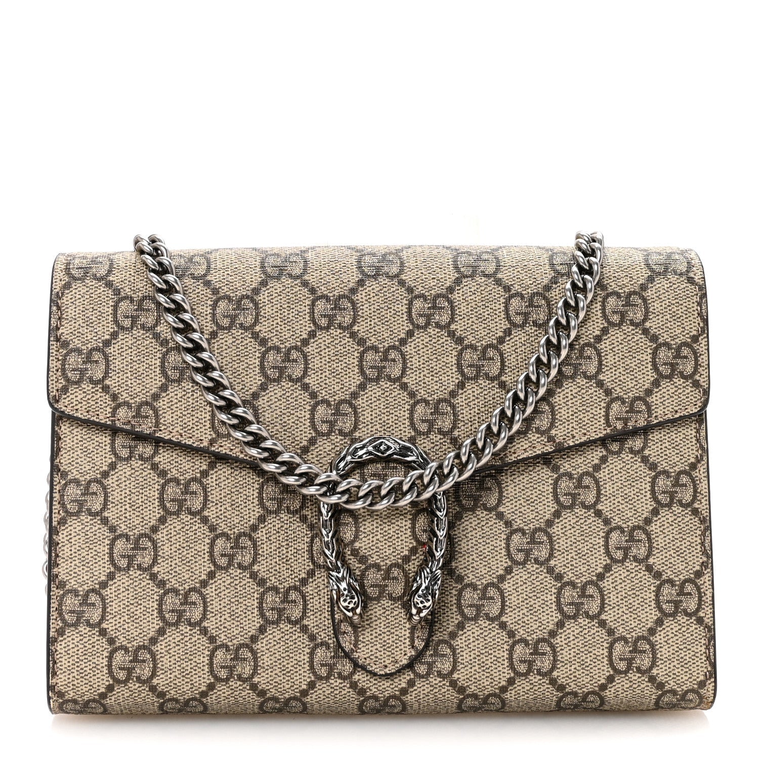 GG Supreme Monogram Mini Dionysus Chain Wallet Beige Vulcanic Red