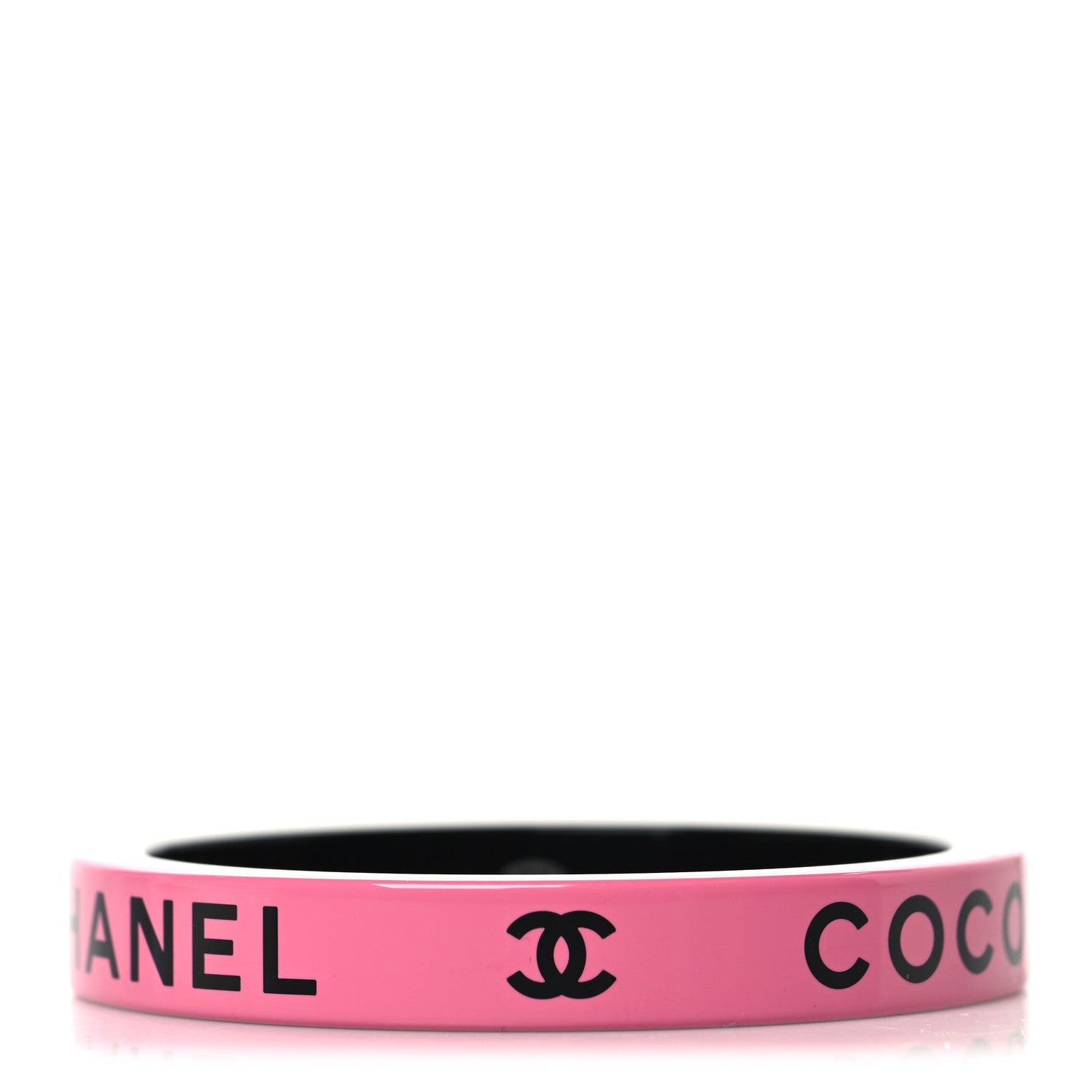 Resin Logo Bangle Bracelet Pink Black