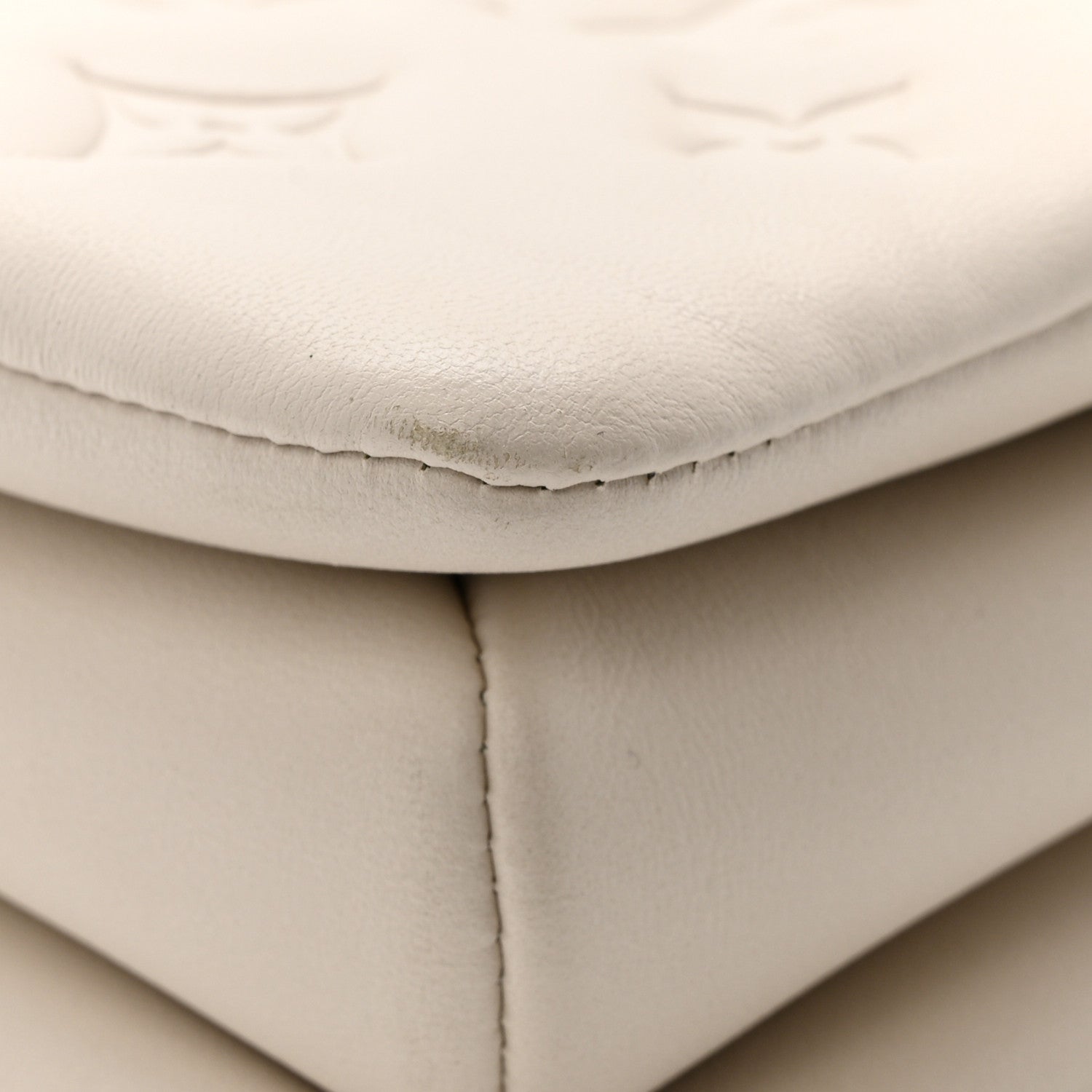 Lambskin Embossed Monogram Coussin PM Beige Cream
