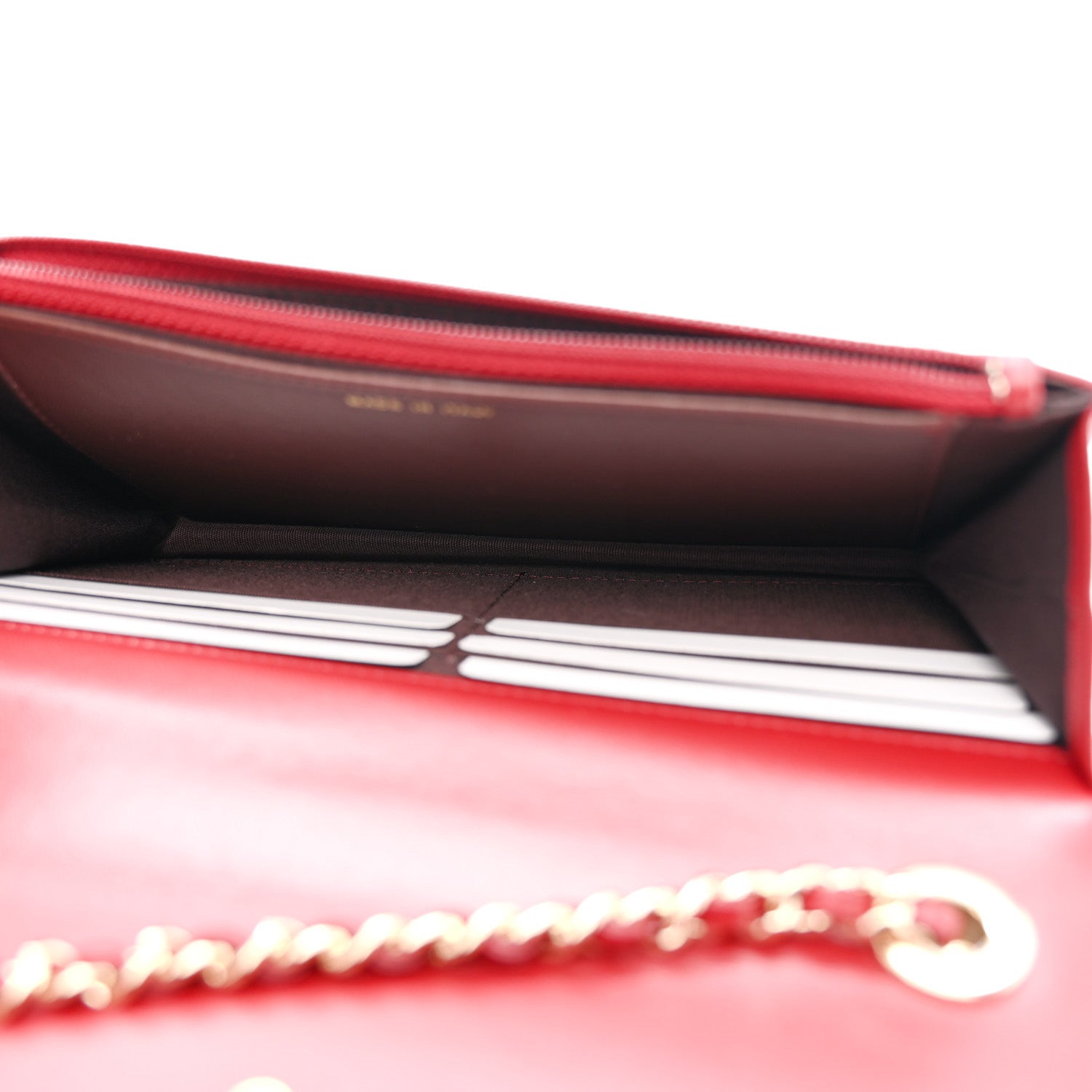 Lambskin Quilted Trendy CC Wallet On Chain WOC Red