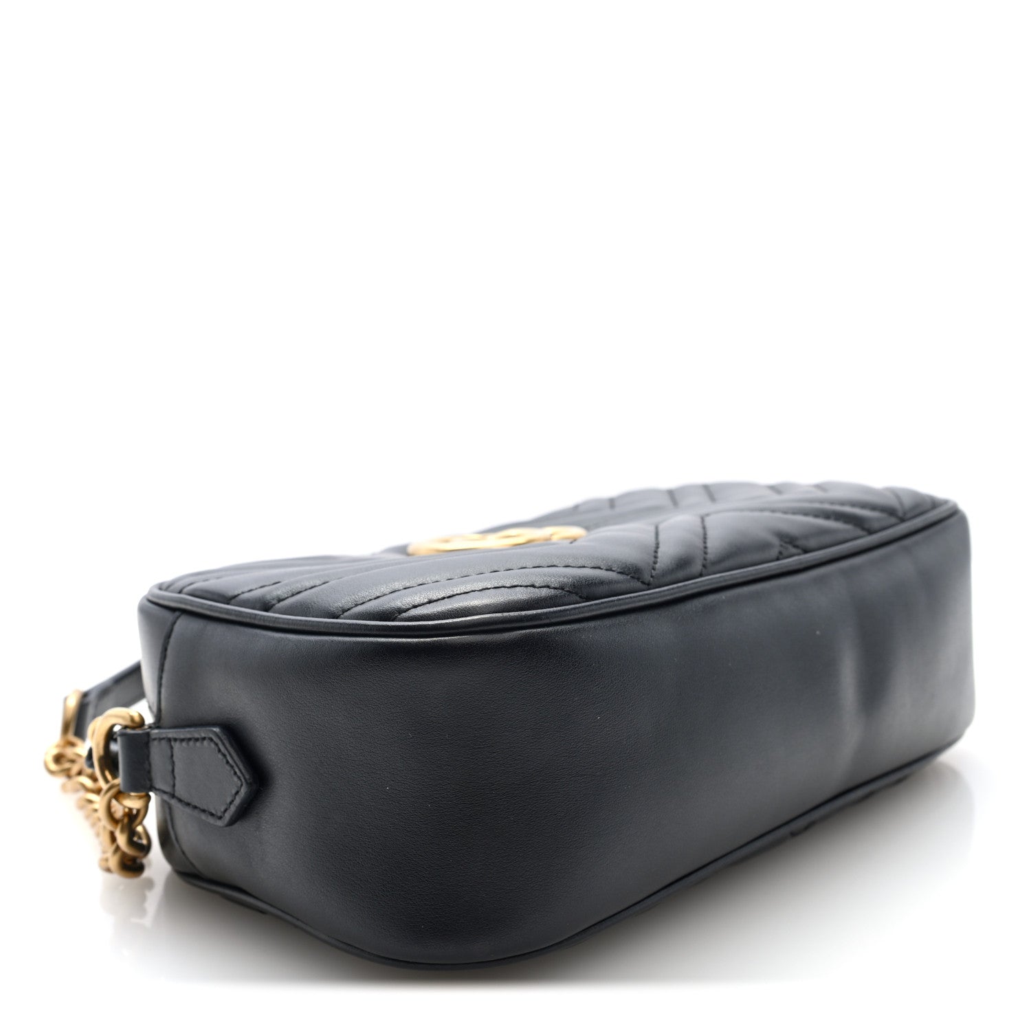Calfskin Matelasse Small GG Marmont Chain Shoulder Bag Black