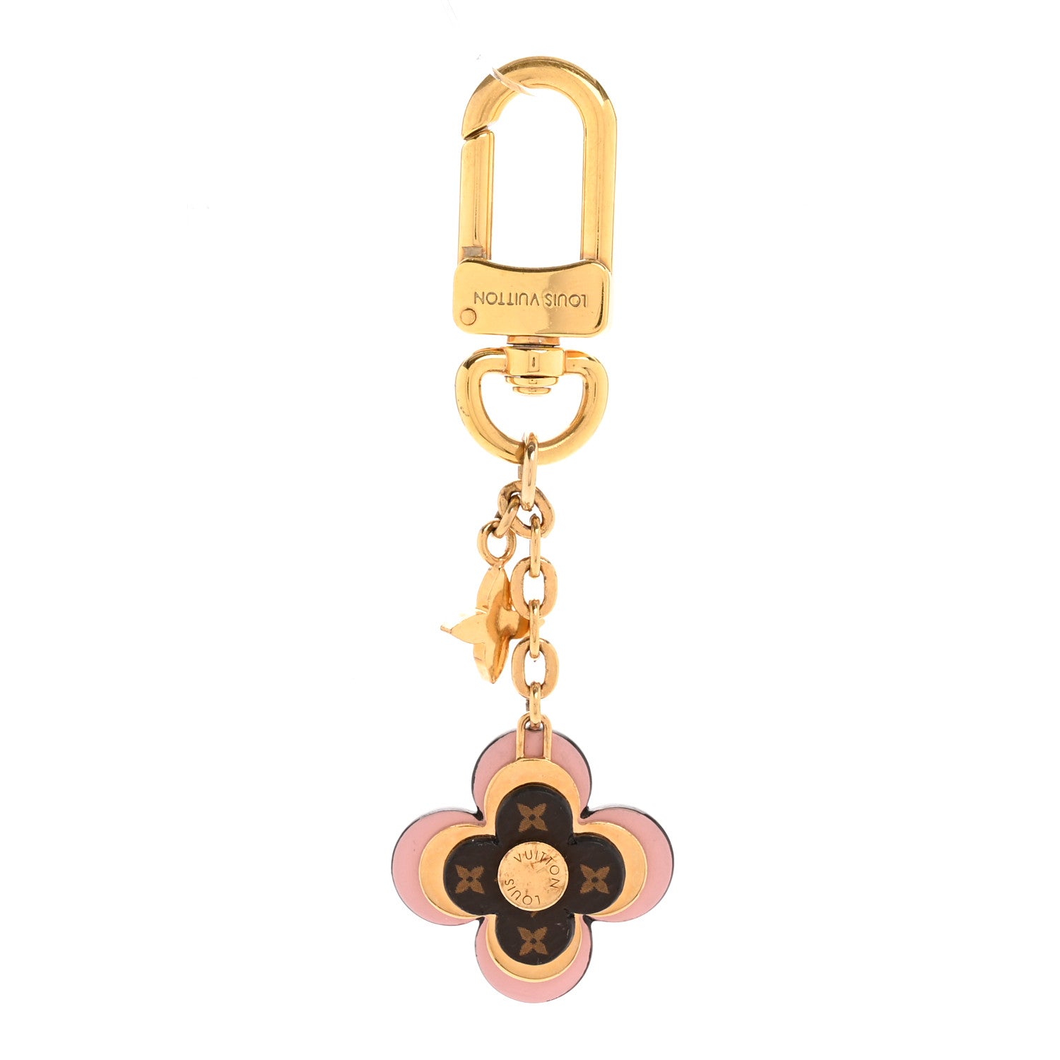 Monogram Blooming Flowers BB Bag Charm Key Holder Pink