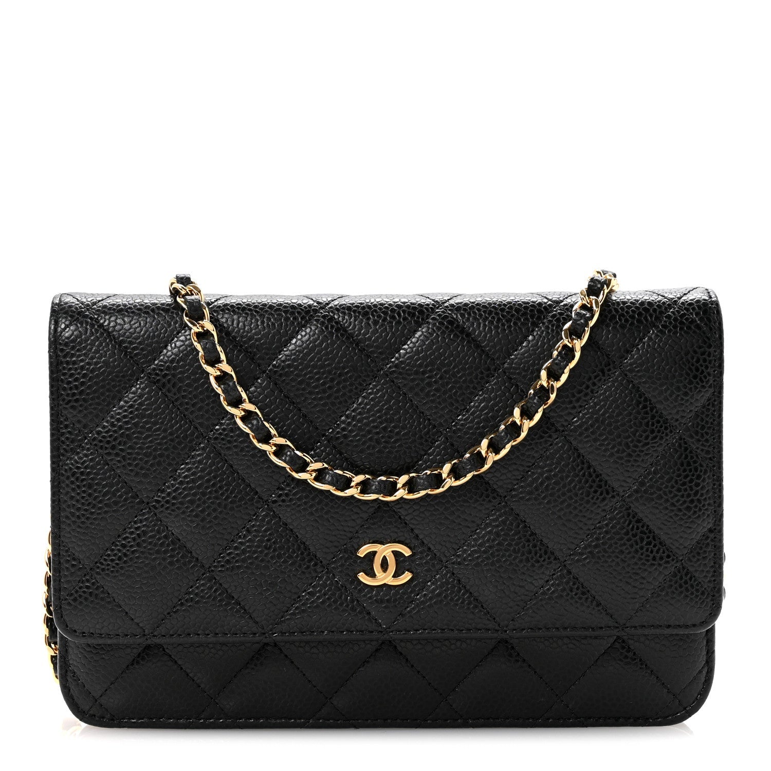 Caviar Quilted Wallet on Chain WOC Black