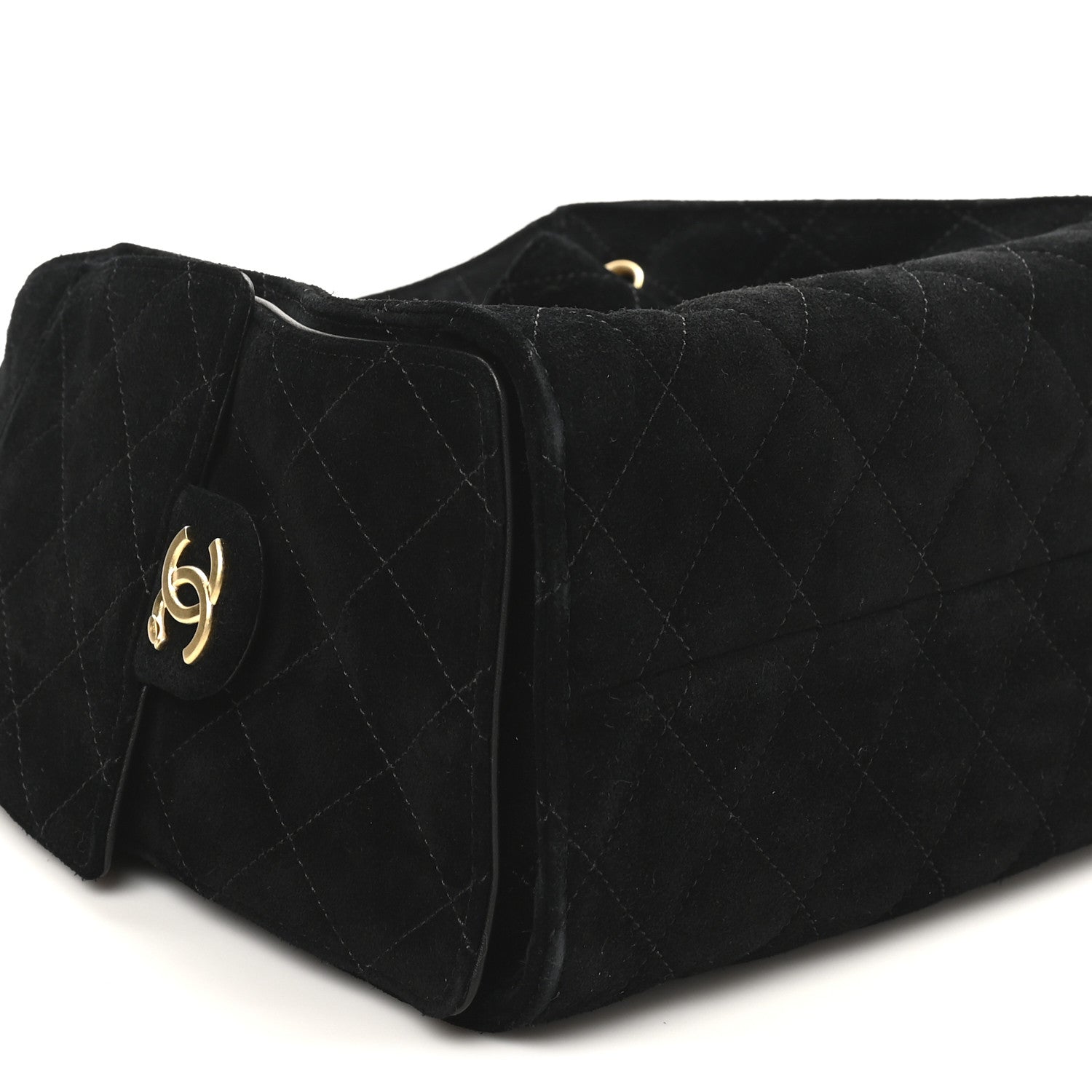 Suede Quilted Small Chanel 25 Handbag Black