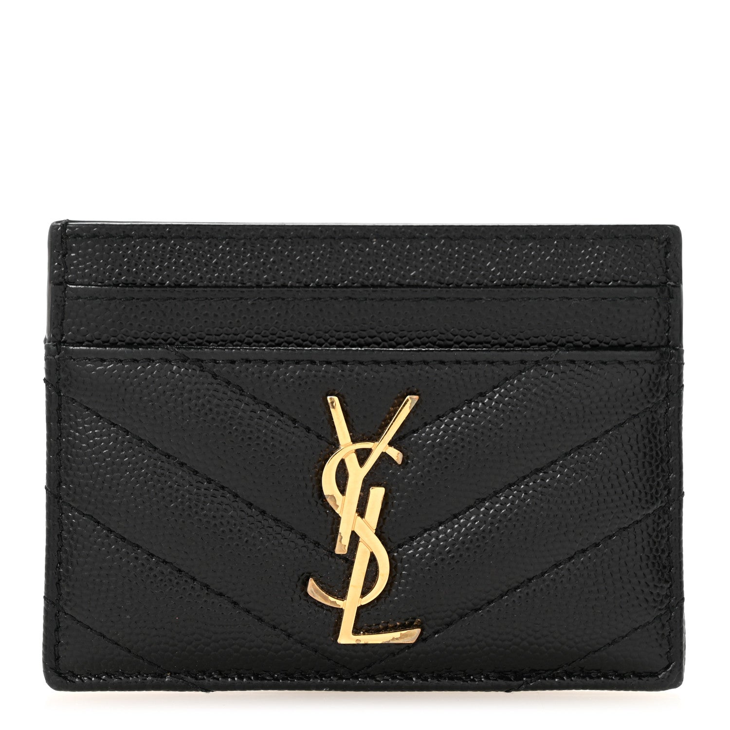 Grain De Poudre Matelasse Chevron Monogram Credit Card Case Black