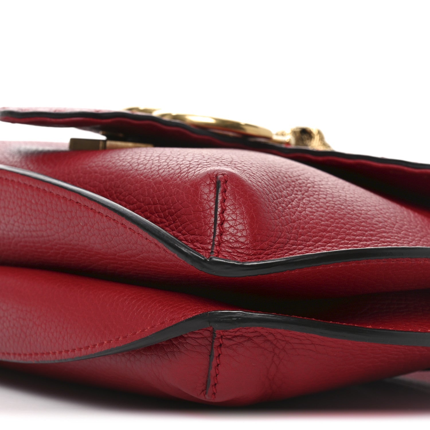 Cellarius Calfskin Feline GG Marmont Flap Shoulder Bag Vulcanic Red