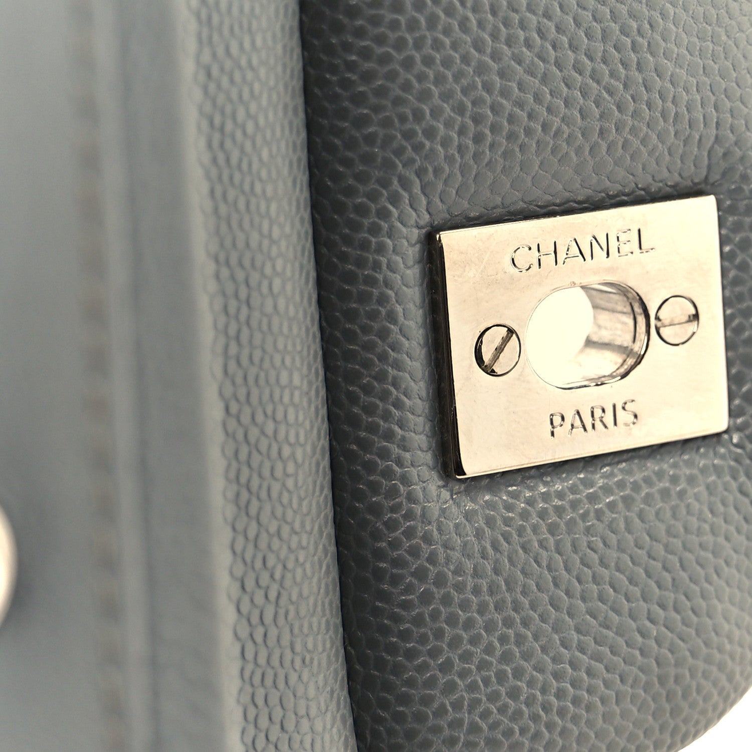 Caviar Quilted Jumbo Double Flap Grey