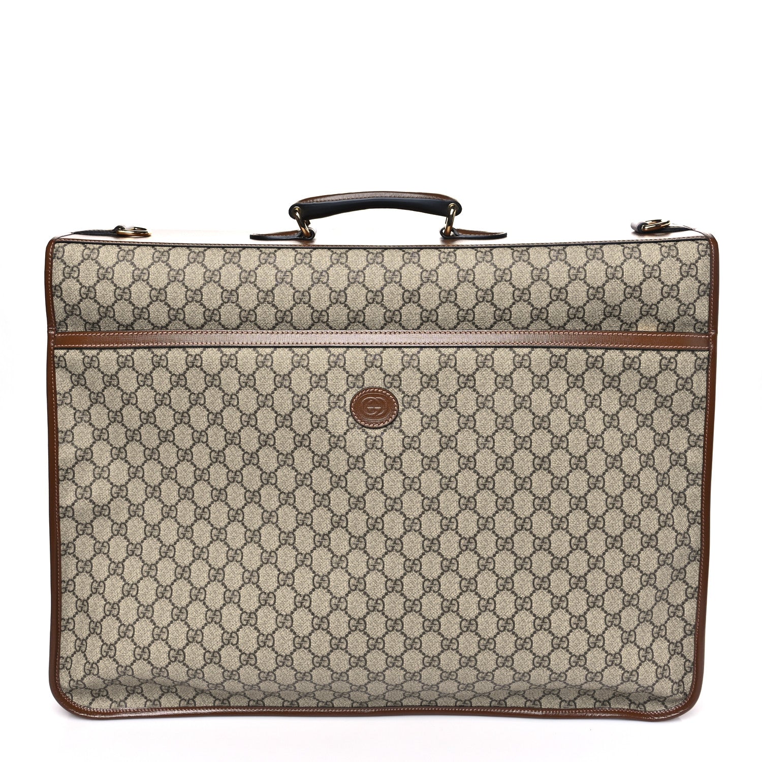 GG Supreme Monogram Azalea Calfskin Retro Interlocking G Garment Bag Beige Ebony Brown Sugar