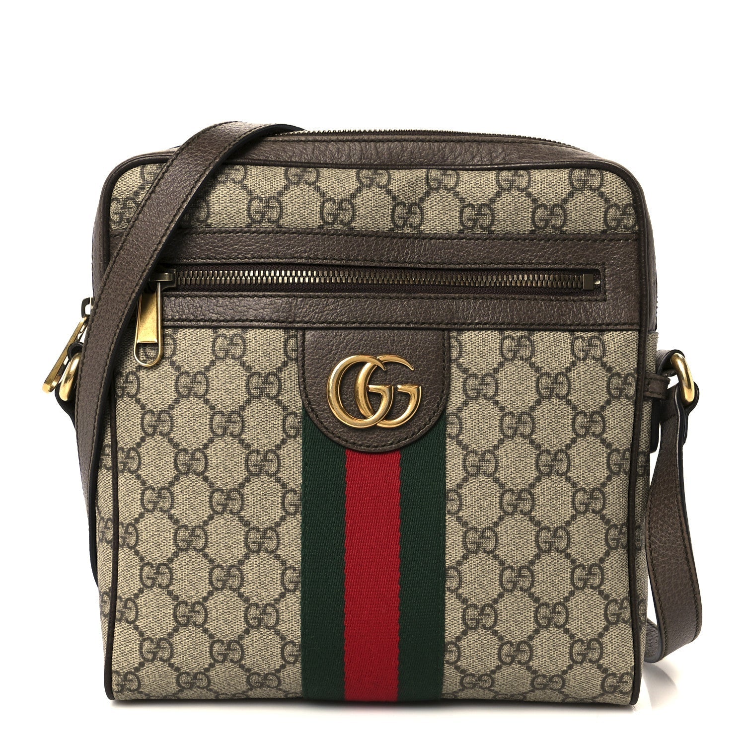 GG Supreme Monogram Web Small Ophidia Messenger Bag Brown