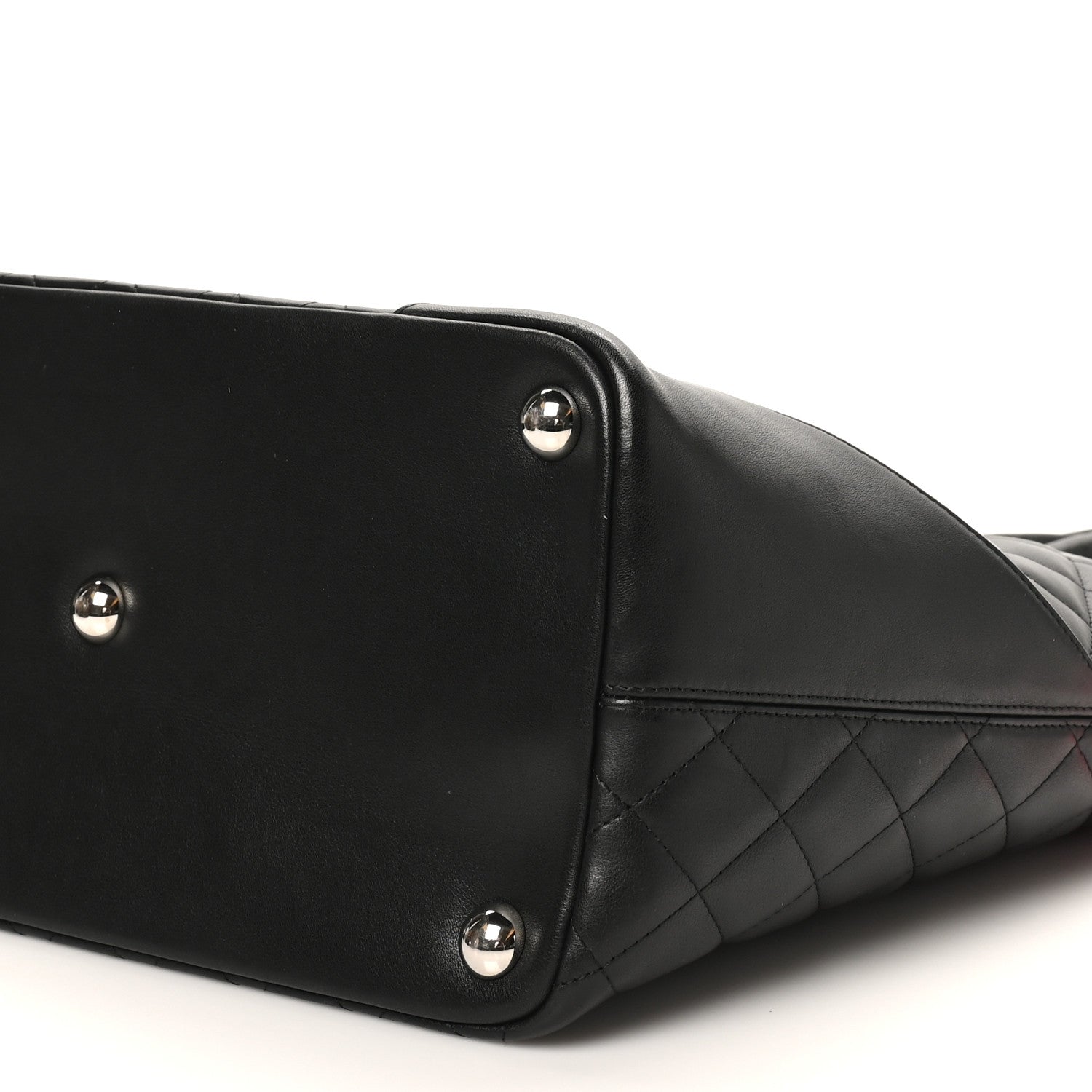 Calfskin Quilted Large Cambon Tote Black White