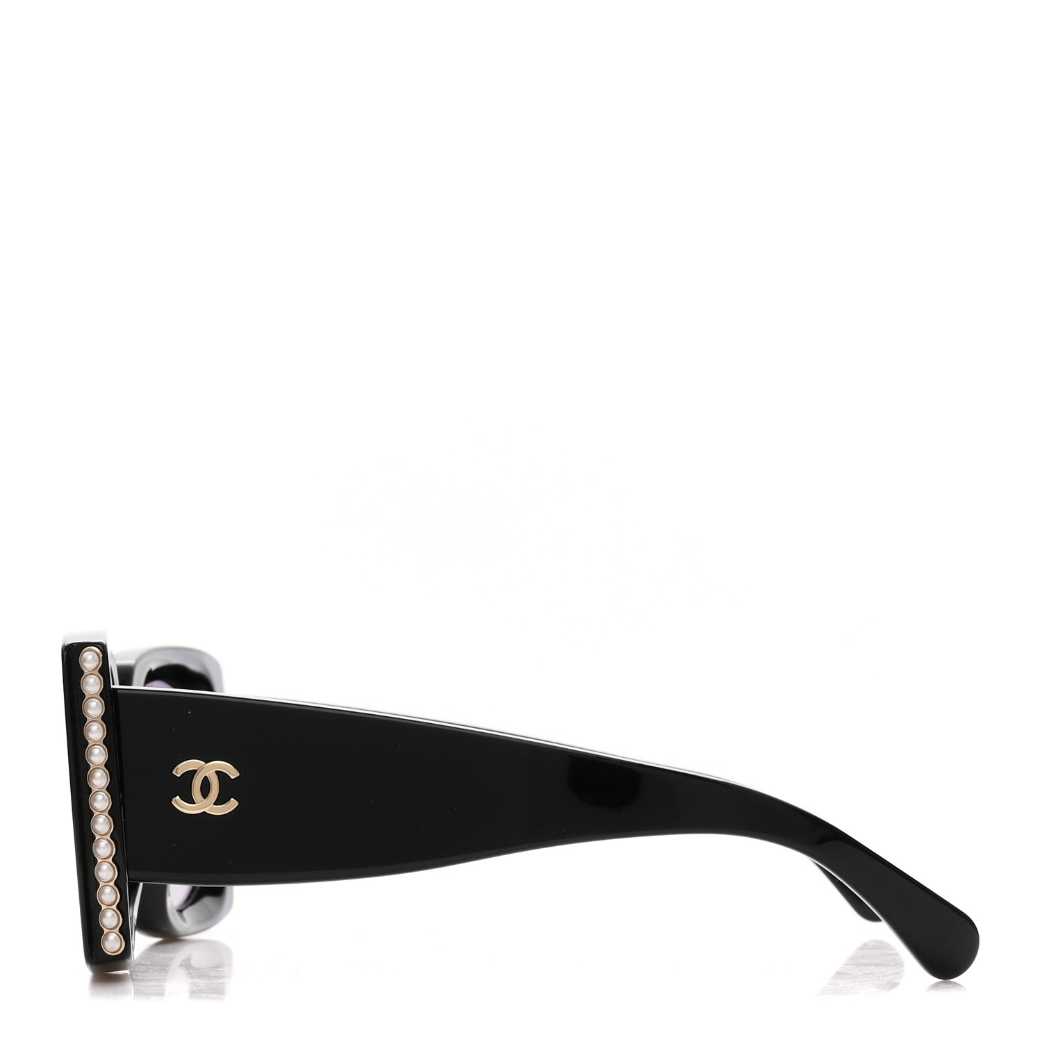 Acetate Pearl Rectangle Sunglasses 5480-H Black