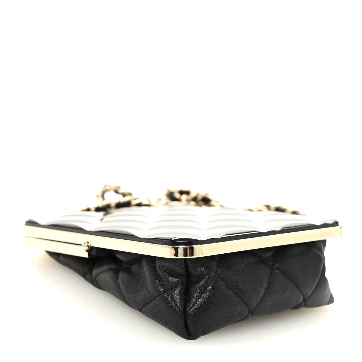 Lambskin Plexi Quilted CC Evening Clutch With Chain Black
