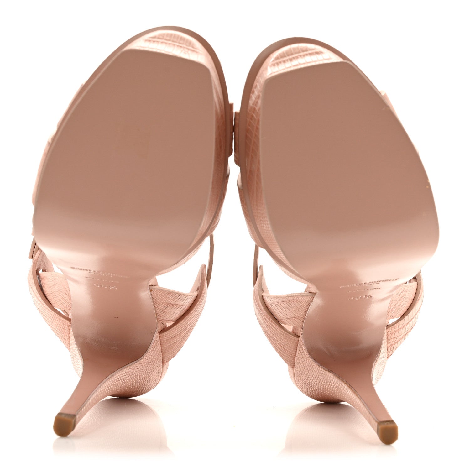 Calfskin Crocodile Embossed Tribute 105 Platform Sandals 36.5 Pale Pink