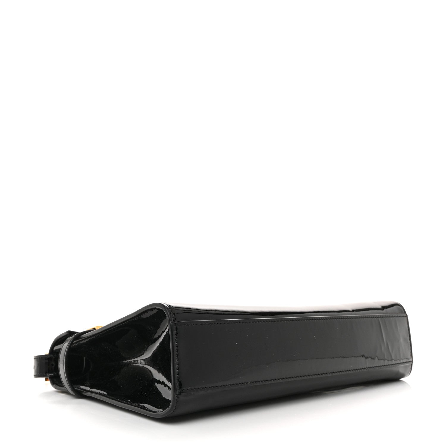 Patent Calfskin Manhattan Shoulder Bag Black