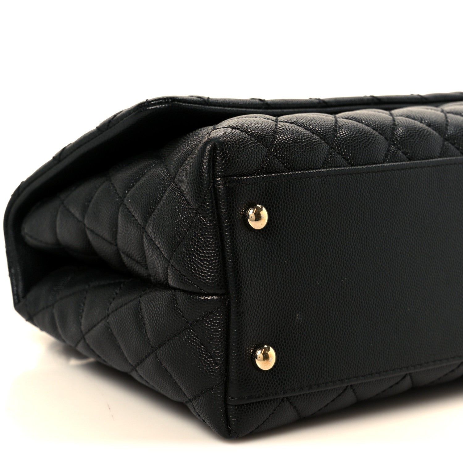 Caviar Quilted Small Coco Handle Flap Black