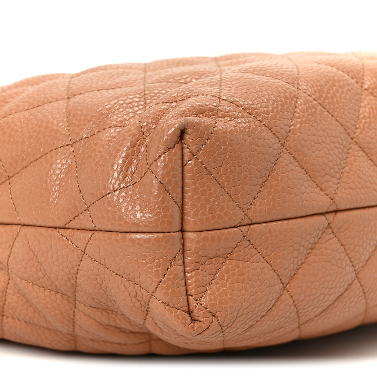 Shiny Caviar Quilted Large Bowling Bag Brown