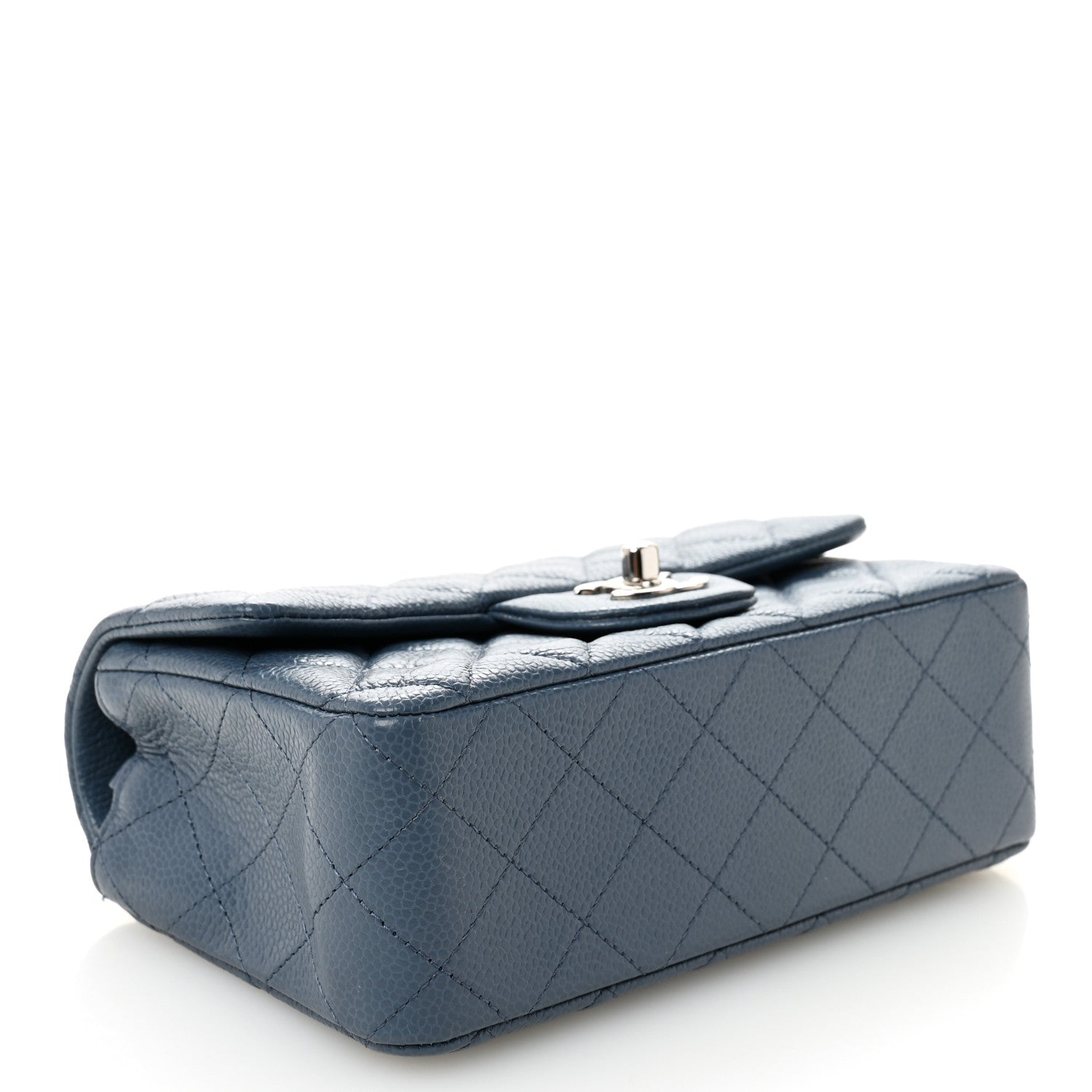 Caviar Quilted Mini Rectangular Flap Blue