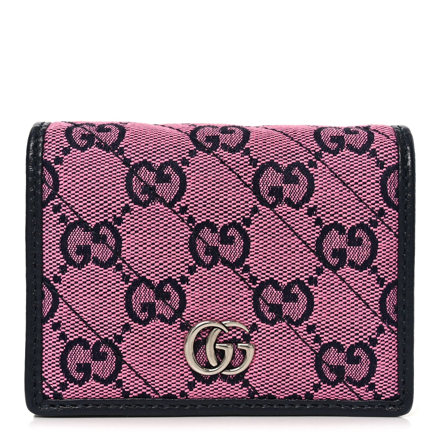 Monogram Multicolor Matelasse Diagonal GG Marmont Card Case Wallet Pink Blue