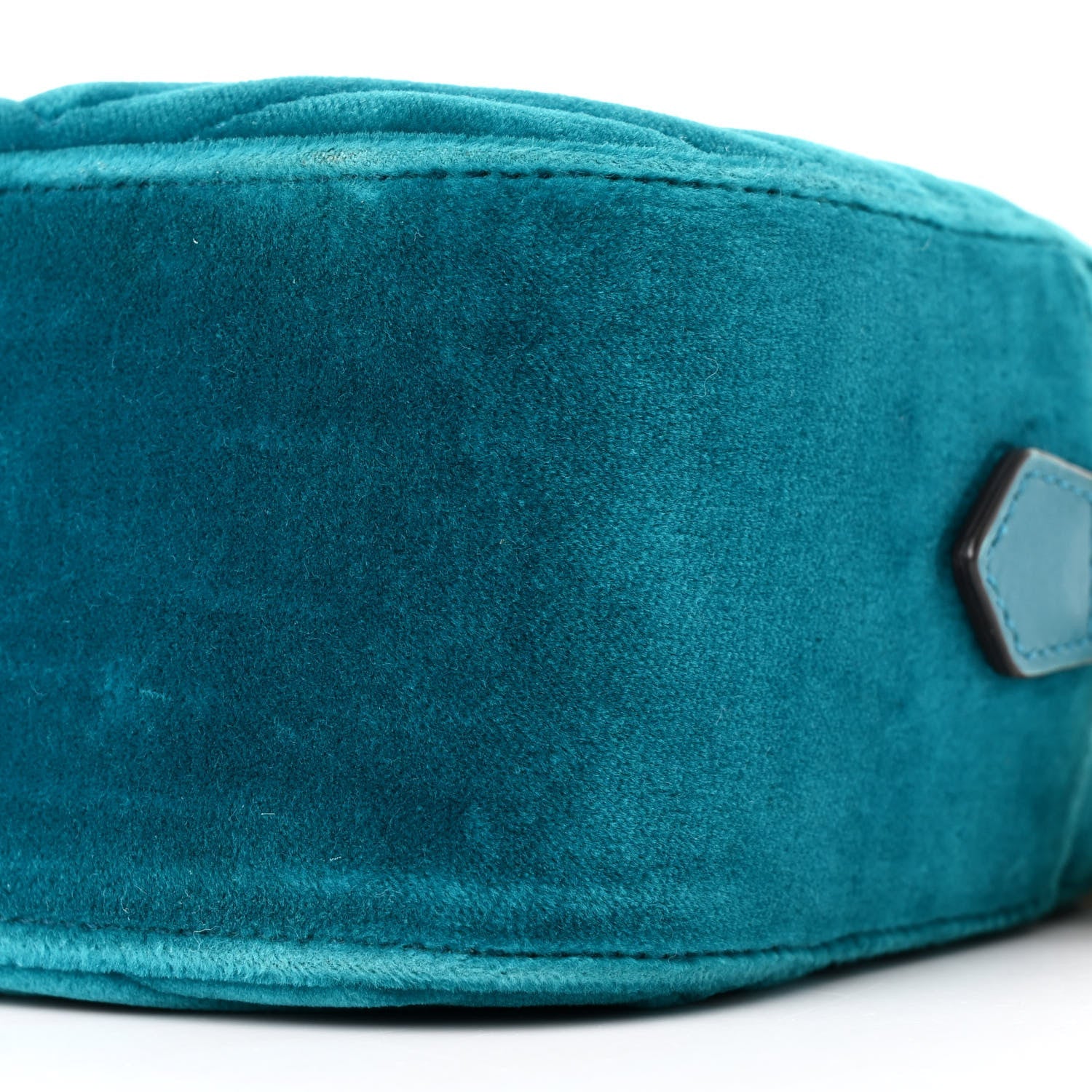 Velvet Matelasse Small GG Marmont Chain Shoulder Bag Pavone Cyan