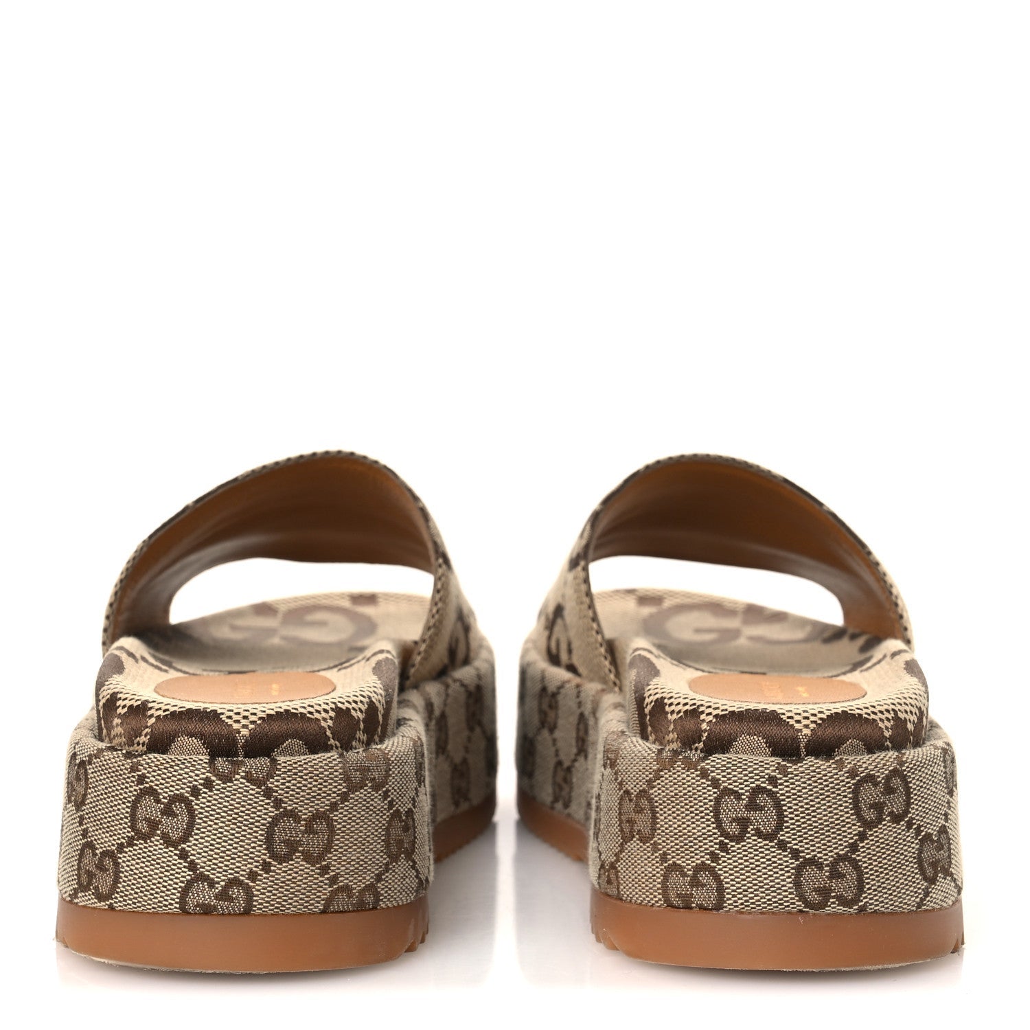 Monogram Maxi GG Angelina Platform 55mm Slide Sandals 36 Camel Ebony
