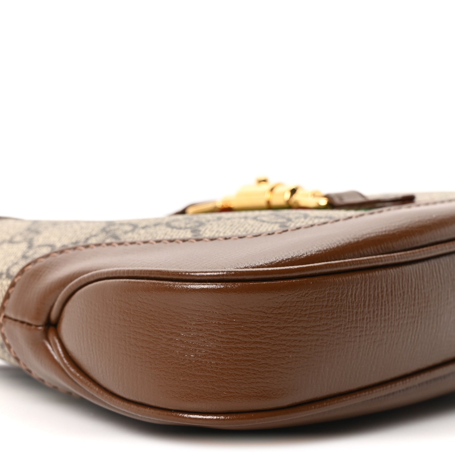 GG Supreme Monogram Azalea Calfskin Web Mini Jackie 1961 Hobo Beige Ebony Brown Sugar