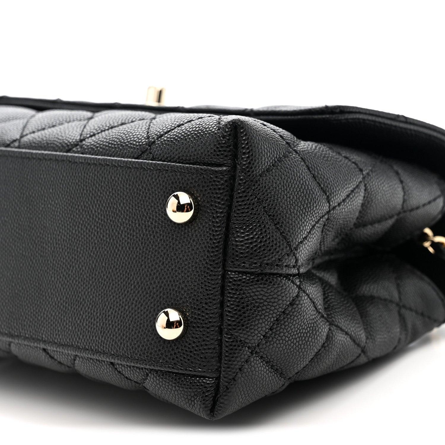 Caviar Quilted Mini Coco Handle Flap Black