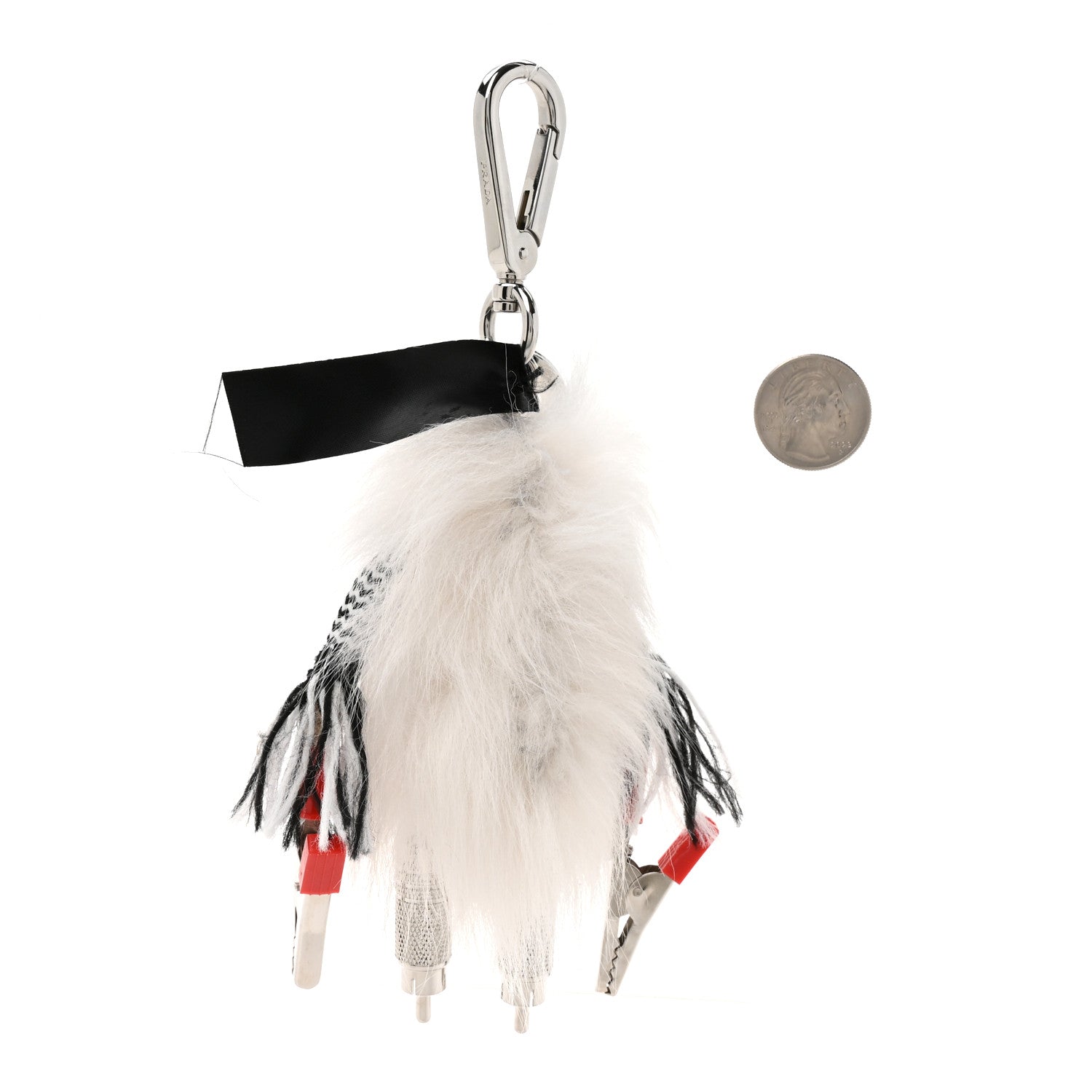 Metal Fur Rufus Bag Charm Chalk White