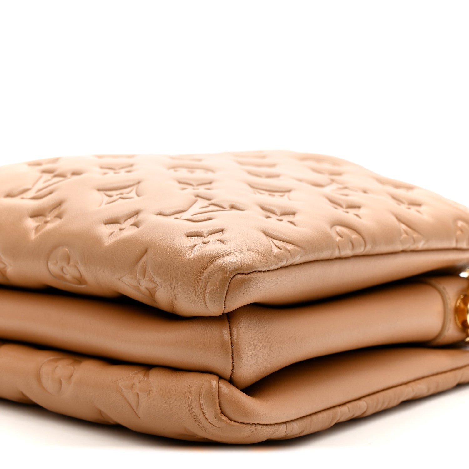 Lambskin Embossed Monogram Coussin PM Camel