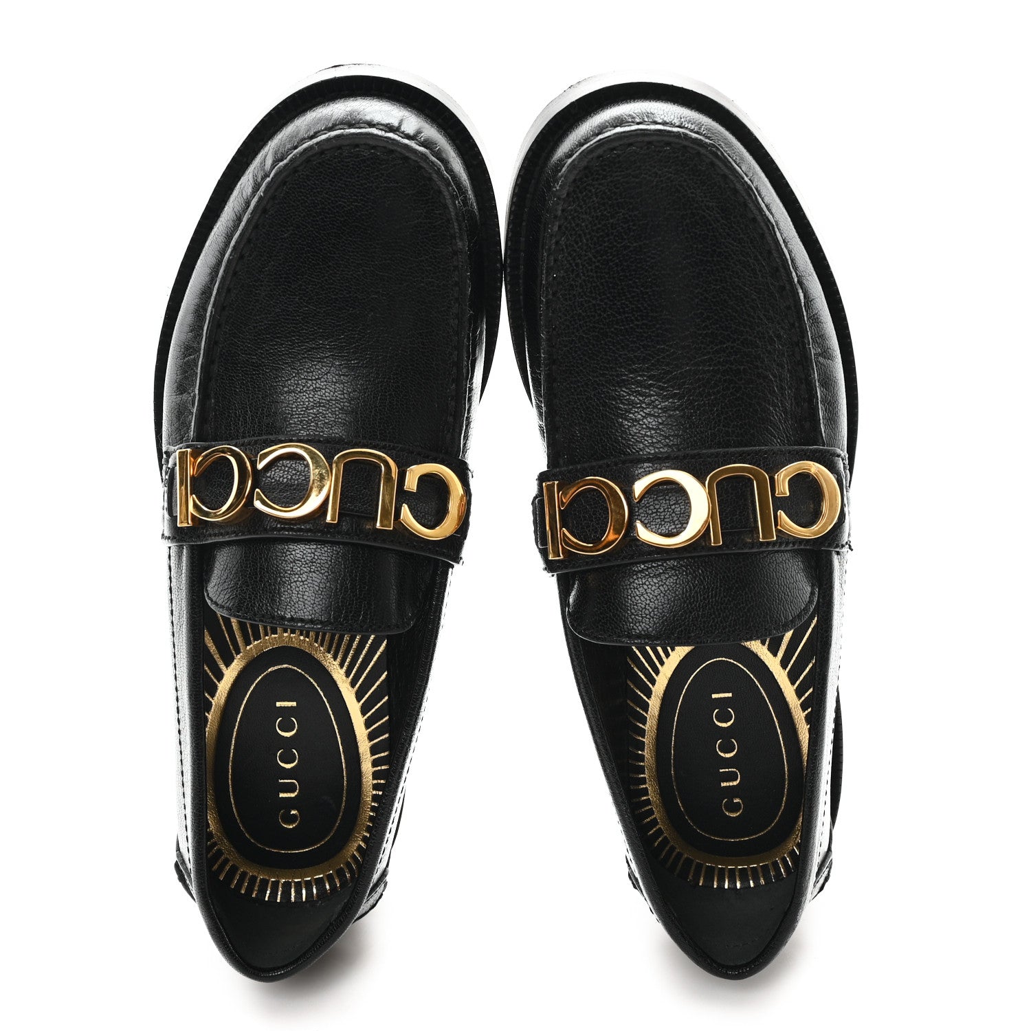 Goatskin Womens Logo 15mm Loafers 35 Black