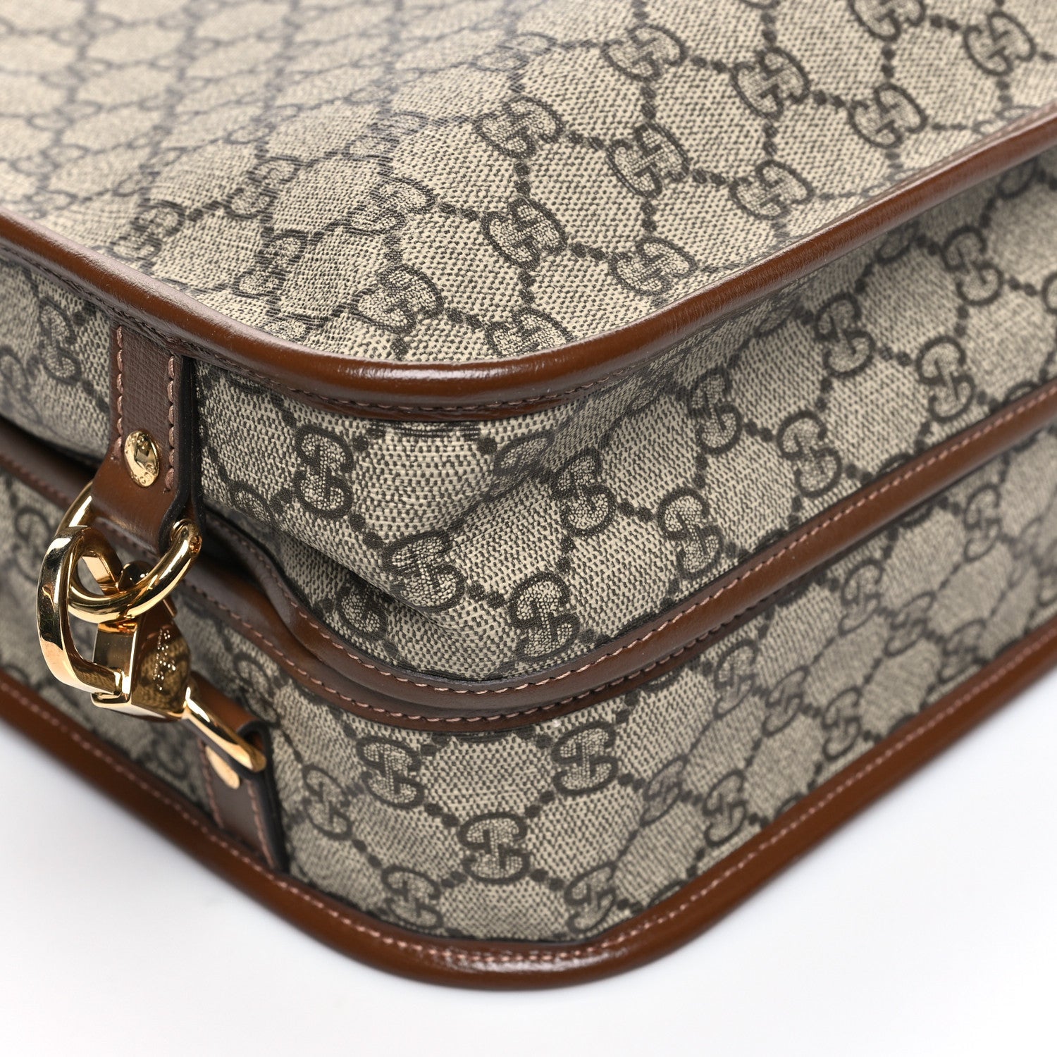 GG Supreme Monogram Azalea Calfskin Retro Interlocking G Garment Bag Beige Ebony Brown Sugar