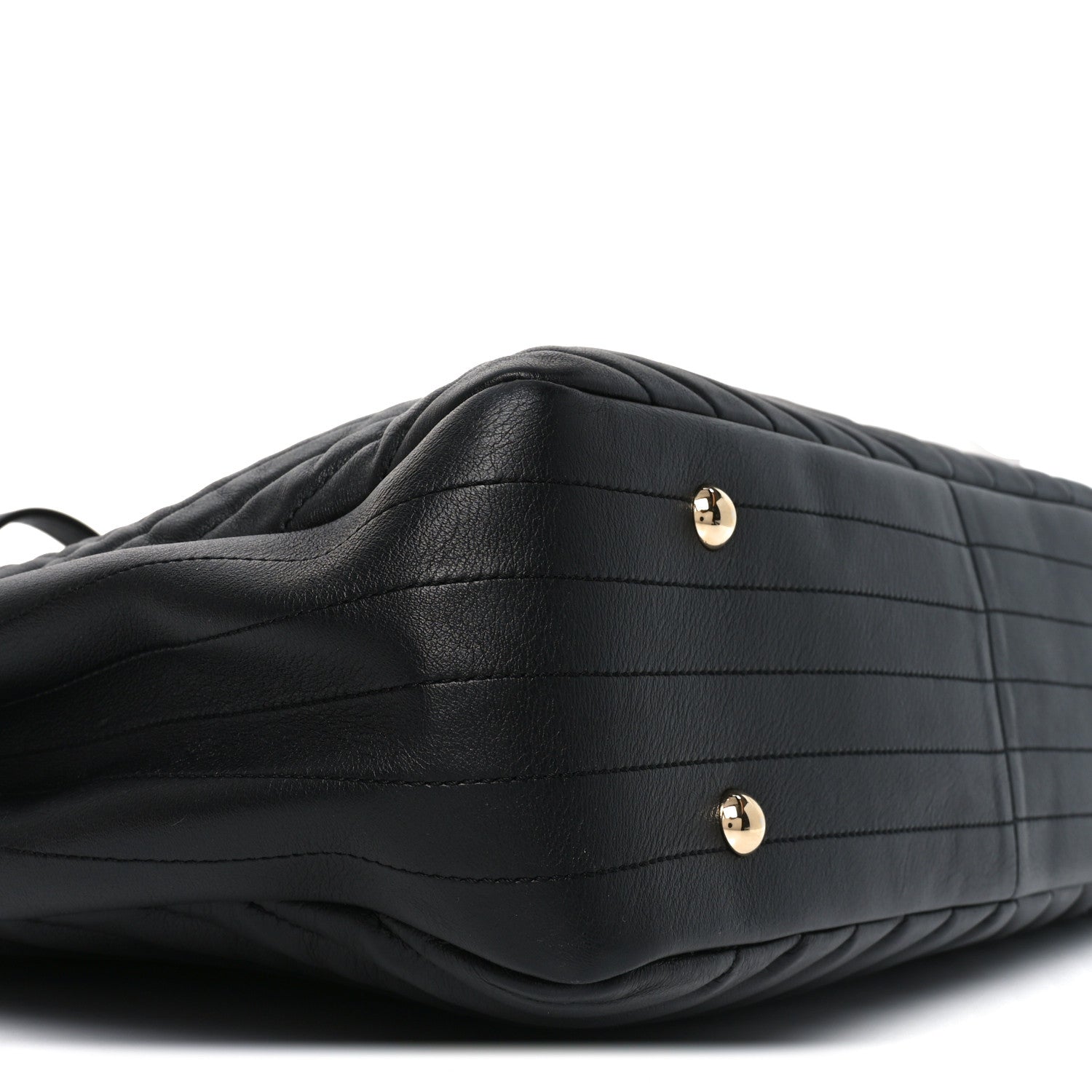 Iridescent Calfskin Chevron Quilted Shopping Tote Black