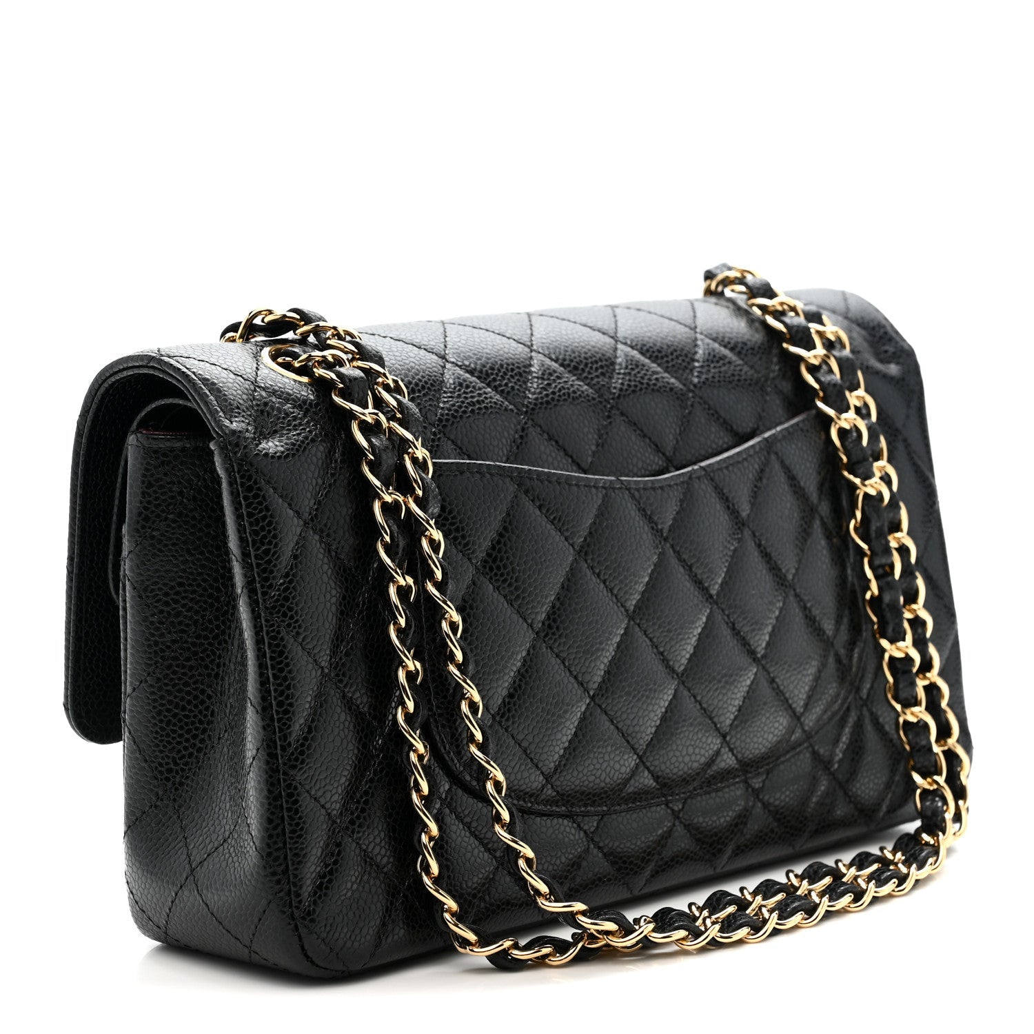 Caviar Quilted Medium Double Flap Black
