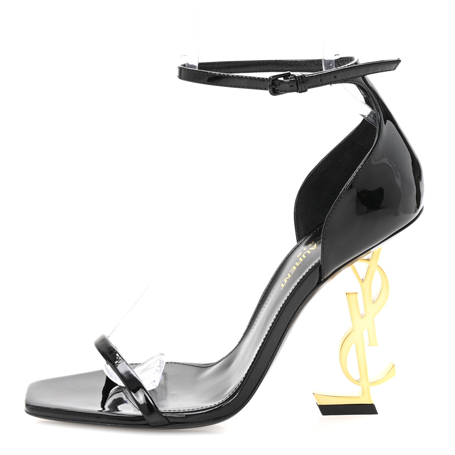 Patent Calfskin Opyum 110 Sandals 36.5 Black Gold