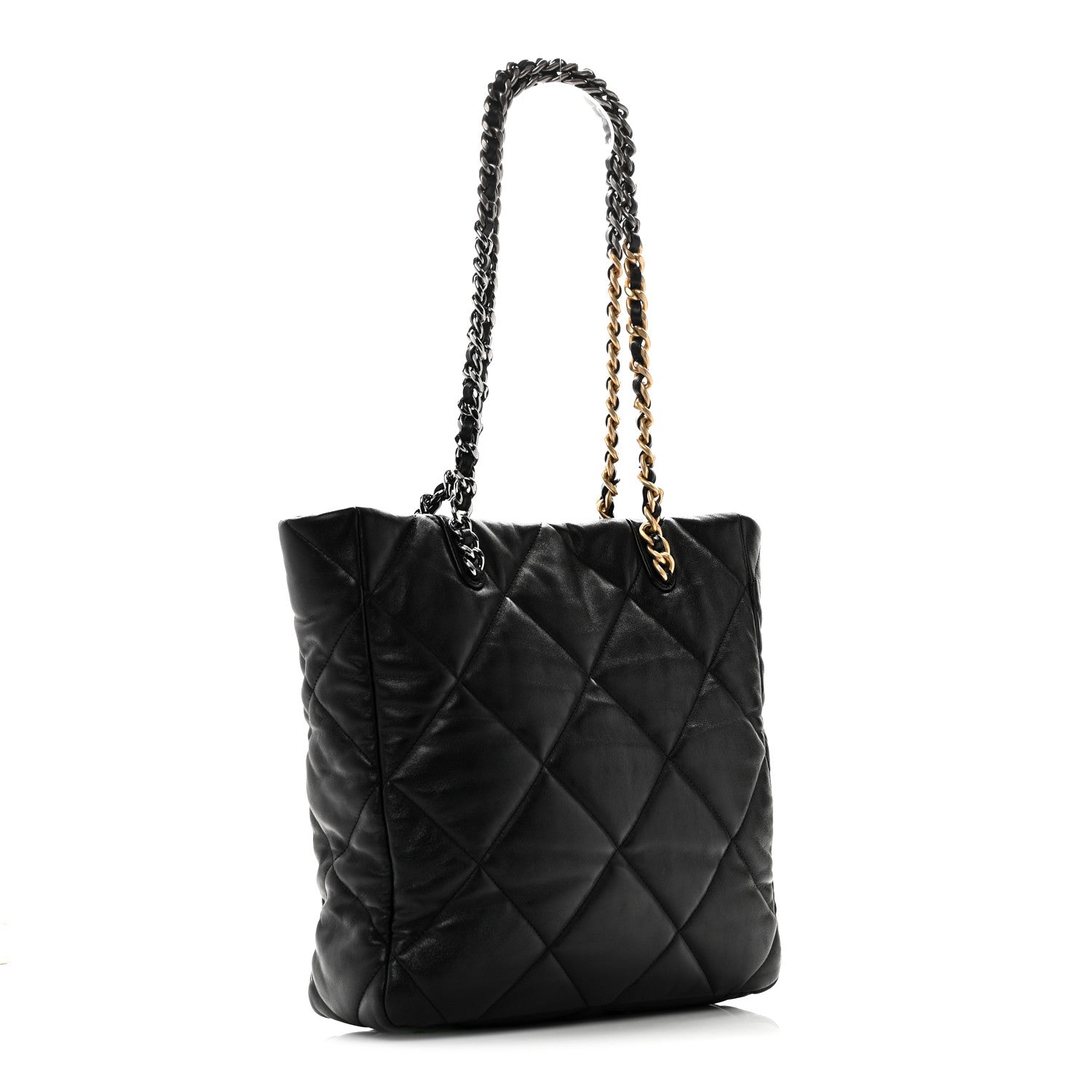 Lambskin Quilted Chanel 19 Shopping Bag Black