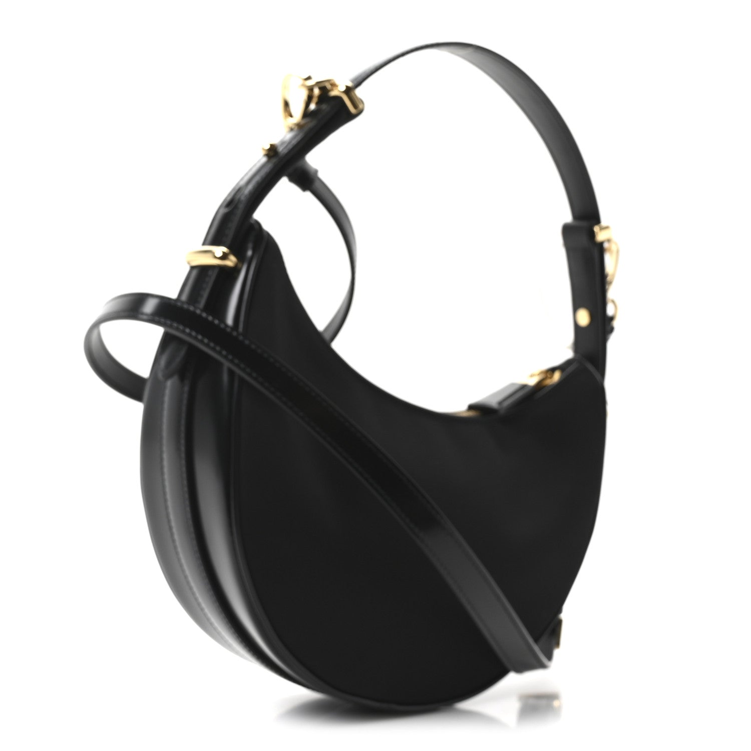 Re-Nylon Spazzolato Small Arque Shoulder Bag Black
