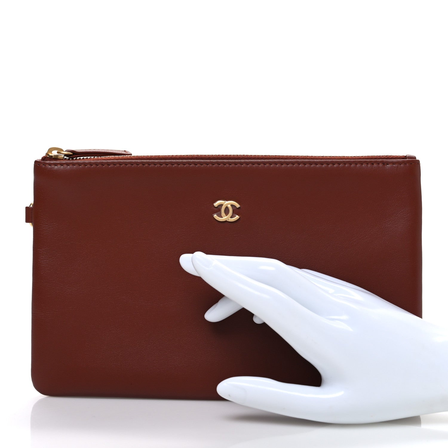 Shiny Calfskin Chanel 22 Removable Pouch Brown