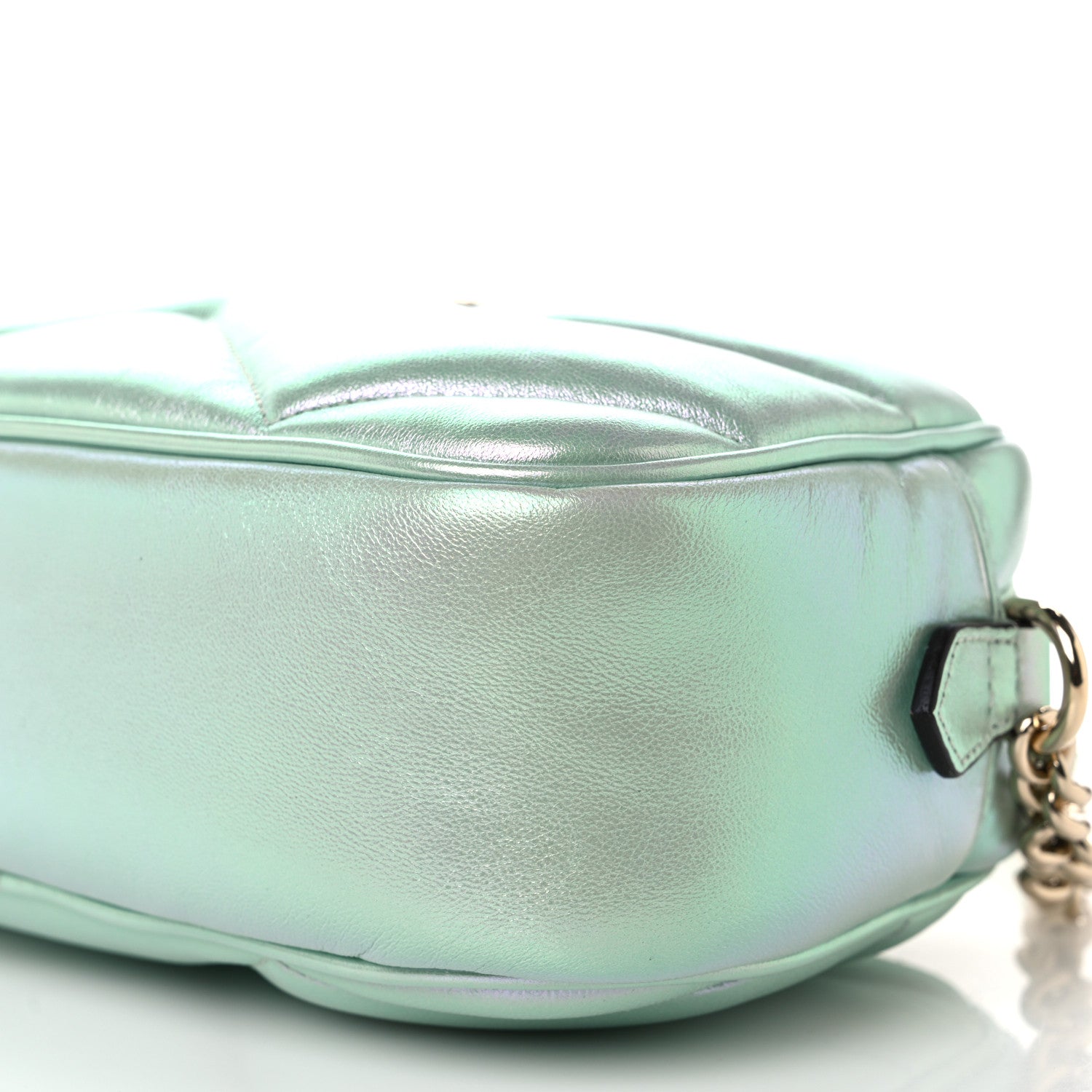 Iridescent Nappa Chevron Matelasse Small GG Marmont Chain Shoulder Bag Iridescent Salvy Green