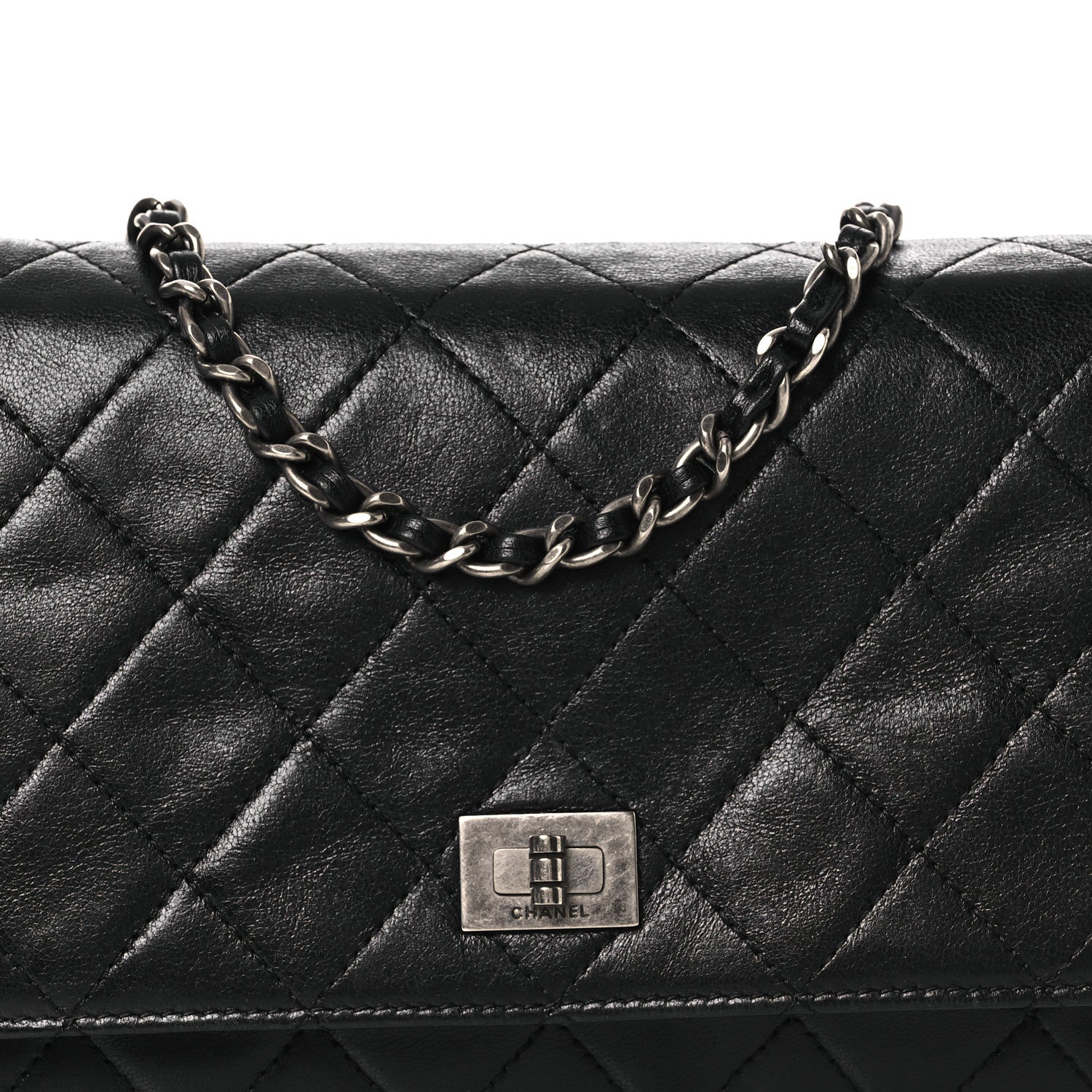 Aged Calfskin Quilted Reissue Wallet On Chain WOC Black