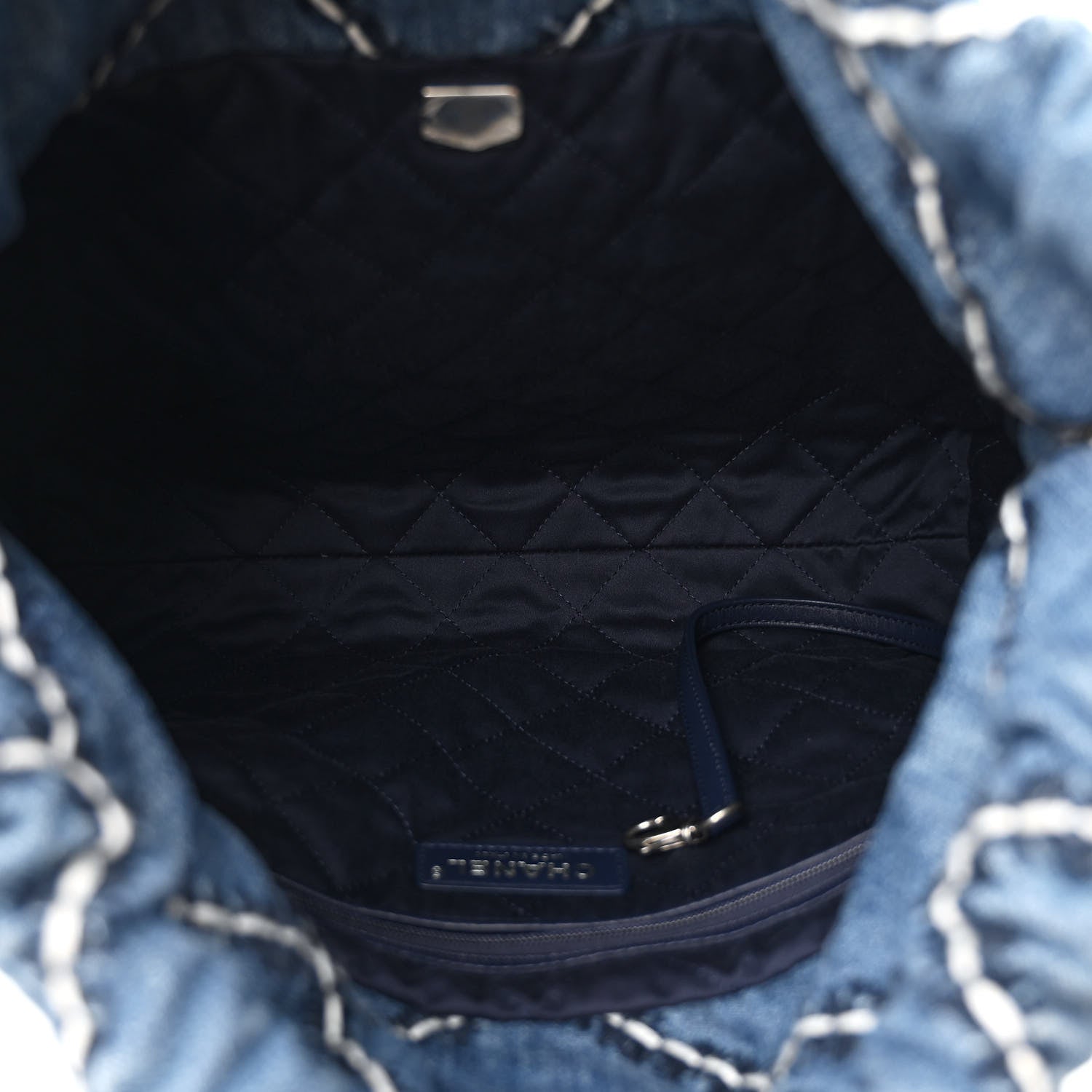Denim Quilted Stitched Small Chanel 22 Blue