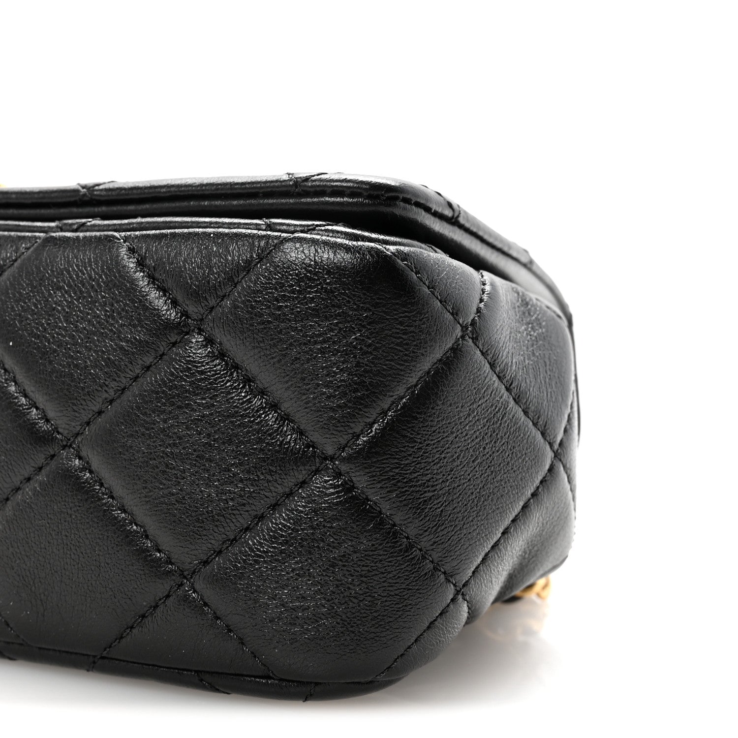 Lambskin Quilted Braided CC Mini Flap Black