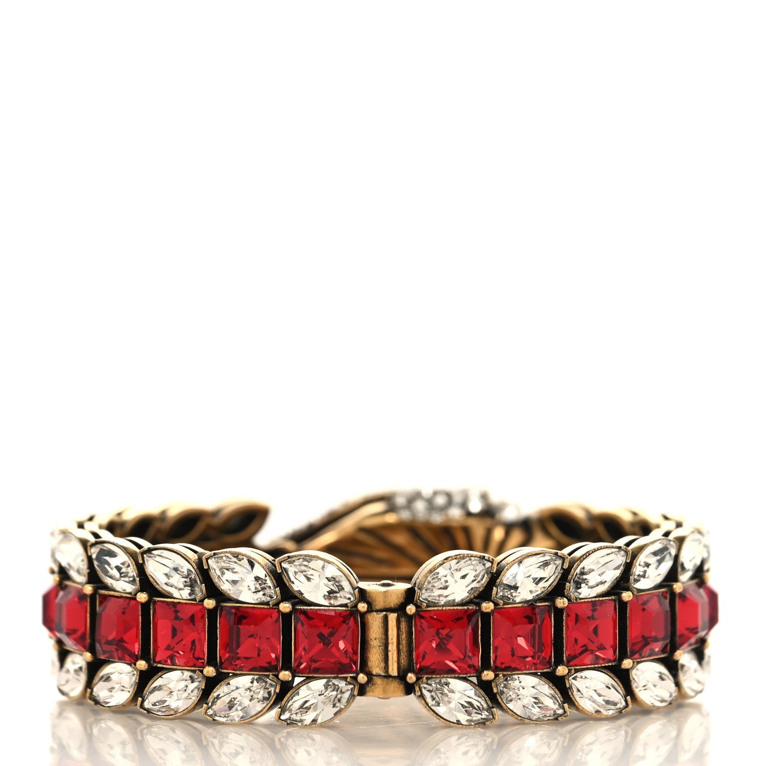 Metal Crystals Snake Bracelet S White Red