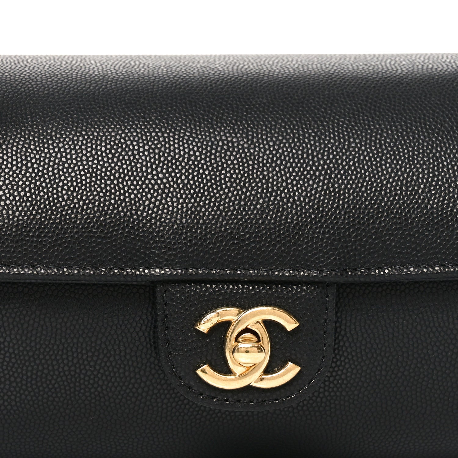 Shiny Caviar Preppy Coco Small Bowling Bag Black